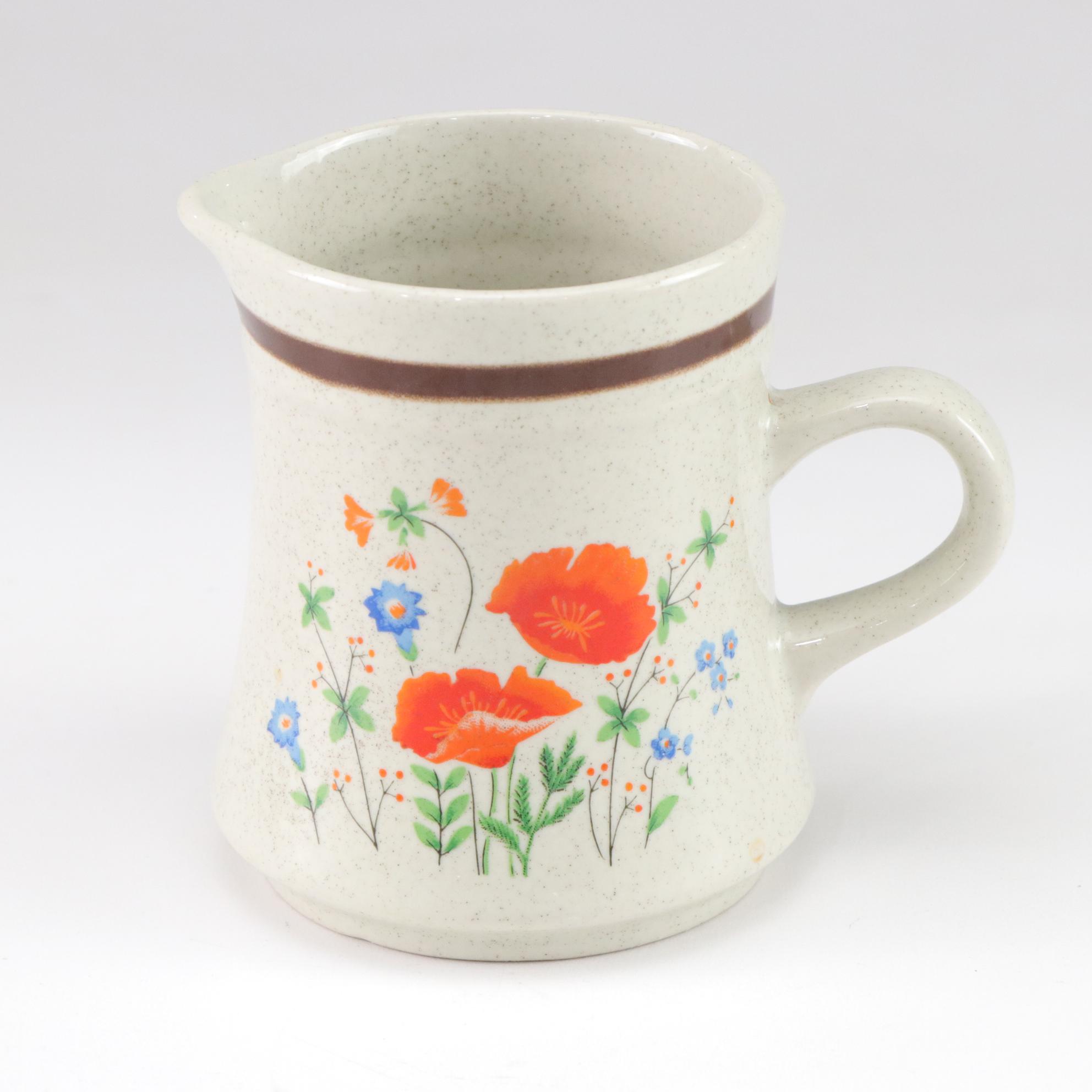 Haniwa Stone "Maywood" Plates, Mini Pitcher & Bowl with Pyrex Casserole Dish