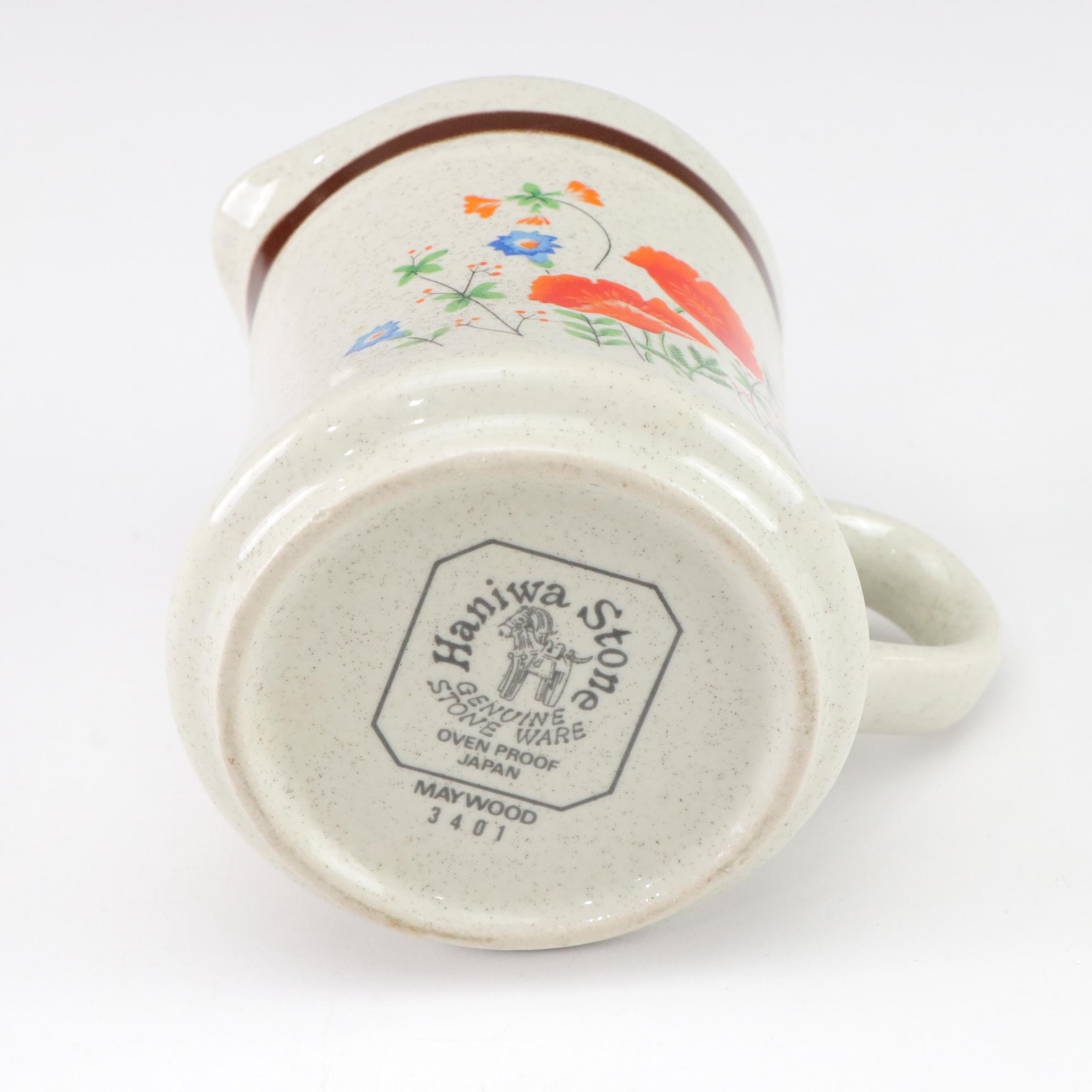 Haniwa Stone "Maywood" Plates, Mini Pitcher & Bowl with Pyrex Casserole Dish