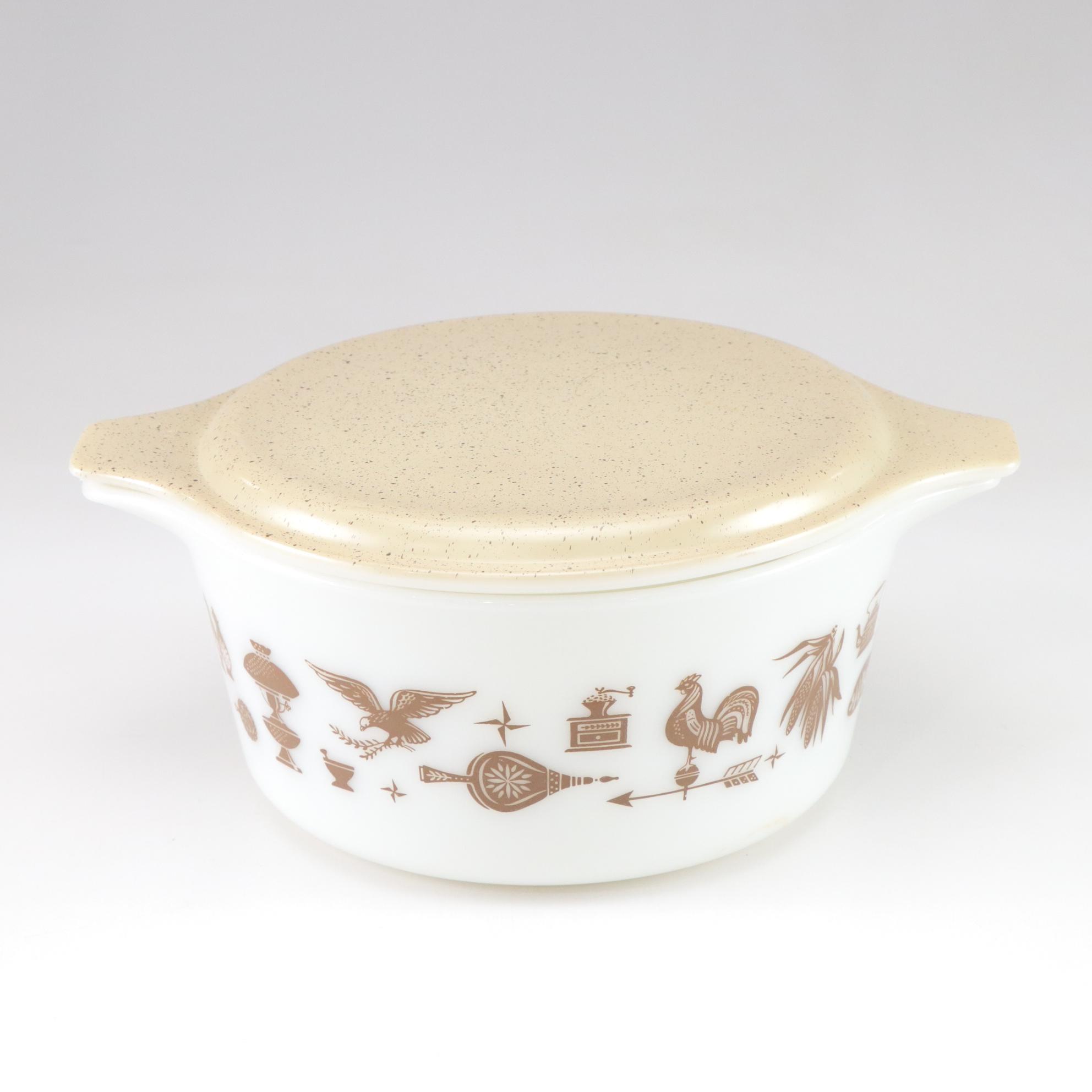 Haniwa Stone "Maywood" Plates, Mini Pitcher & Bowl with Pyrex Casserole Dish