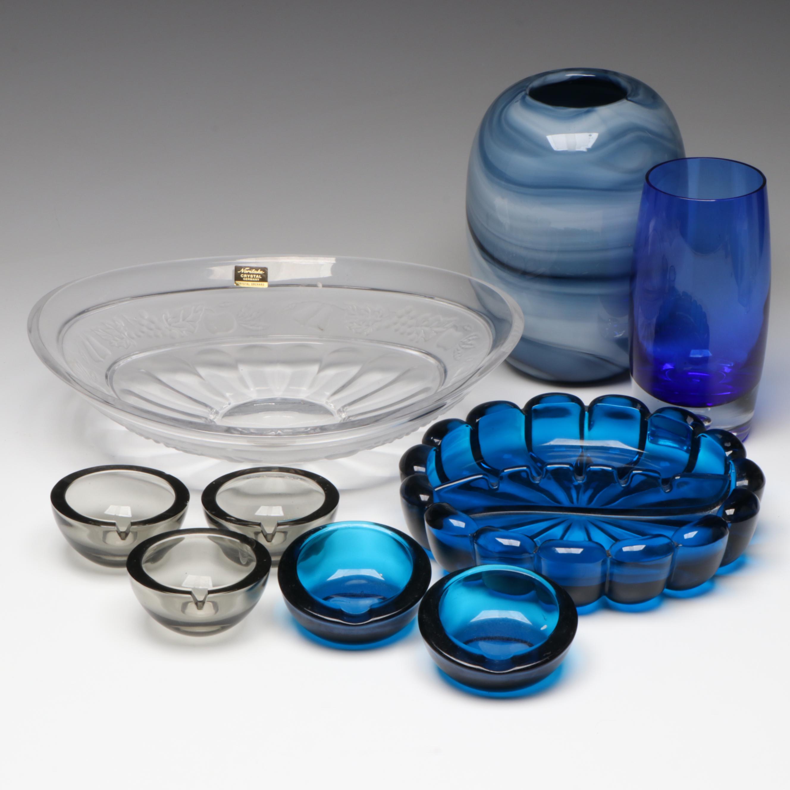 Noritake Crystal "Crystal Orchard" Bowl with Other Glass Vases and Ashtrays