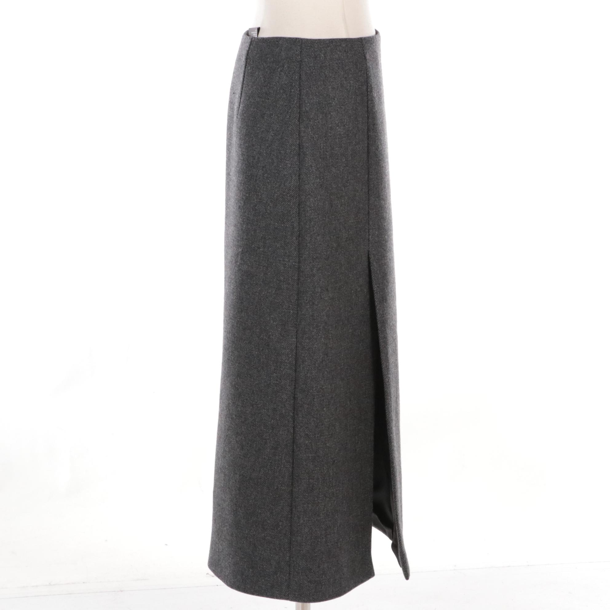 Prada Grey Wool Split Skirt
