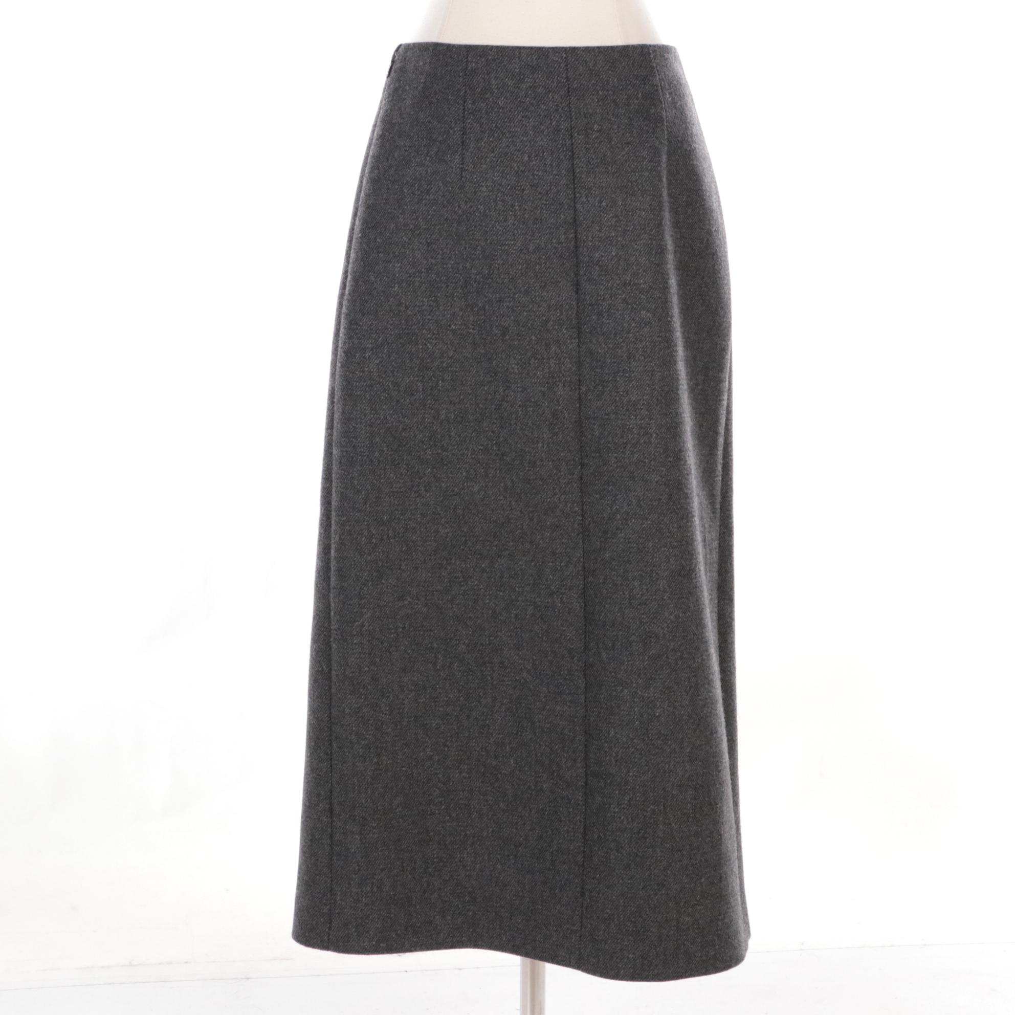 Prada Grey Wool Split Skirt