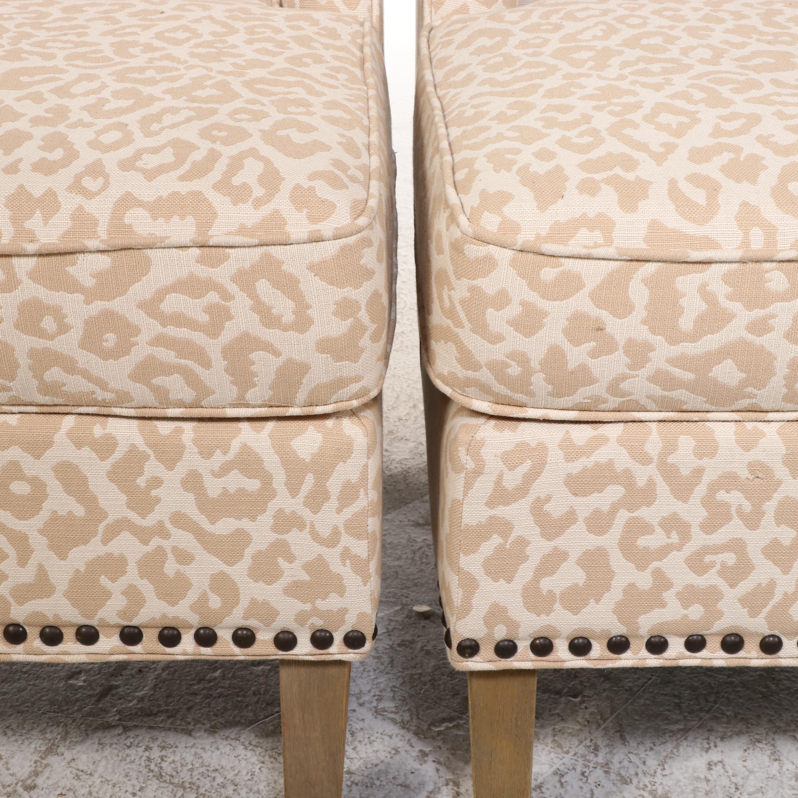 Pair of E. & E. Co. "Madison Park" Animal Print Wingback Slipper Chairs