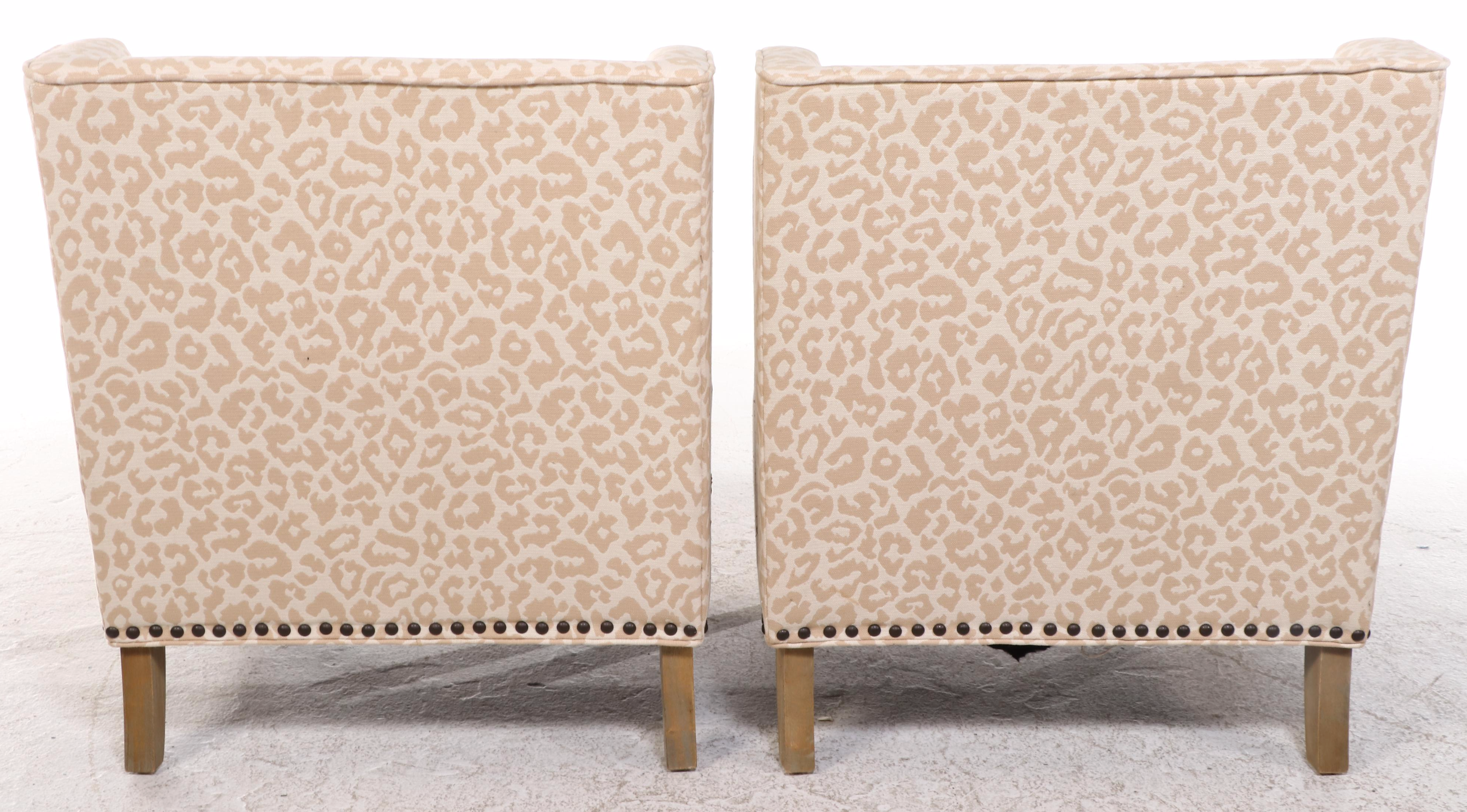 Pair of E. & E. Co. "Madison Park" Animal Print Wingback Slipper Chairs