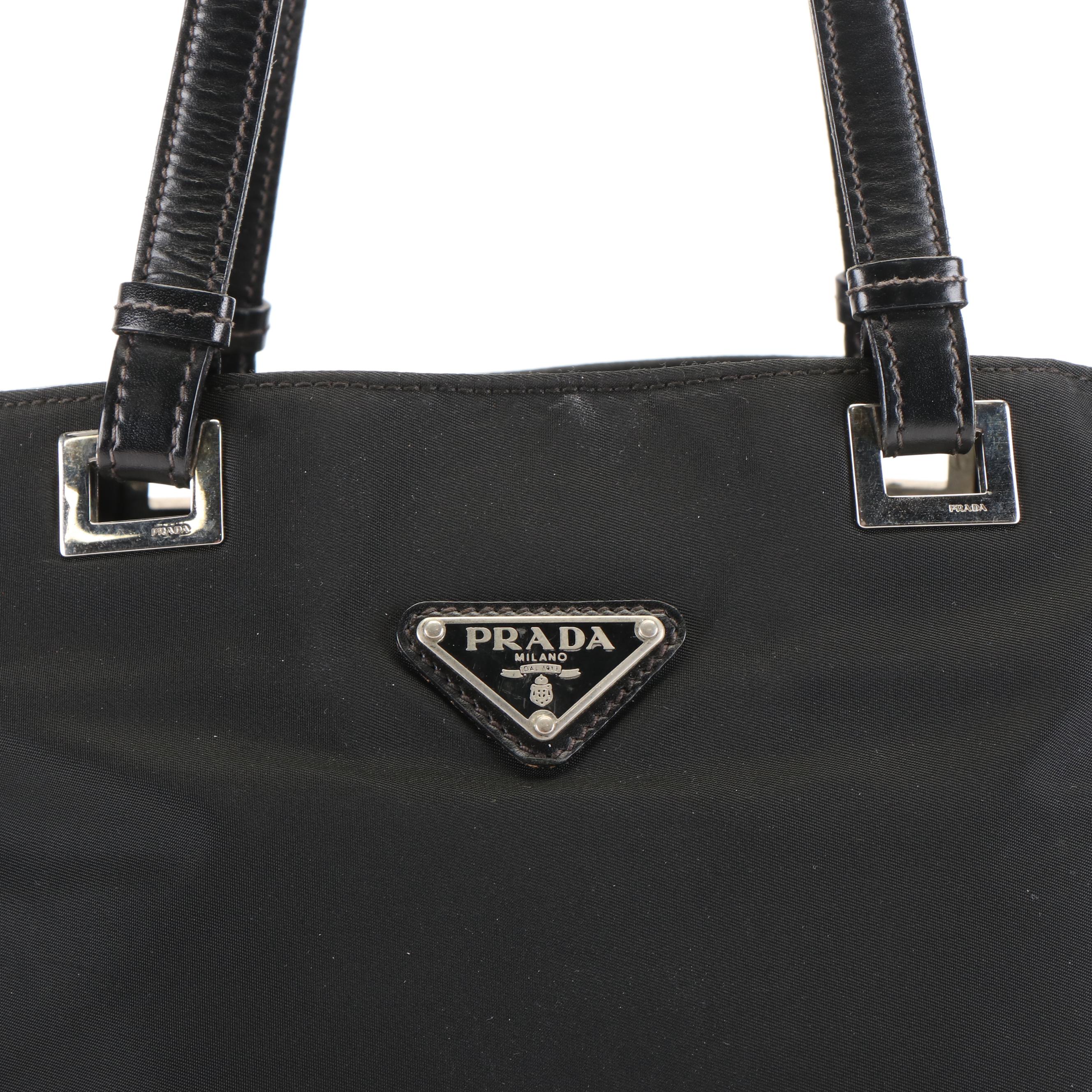 Prada Shoulder Tote Bag in Black Tessuto Nylon