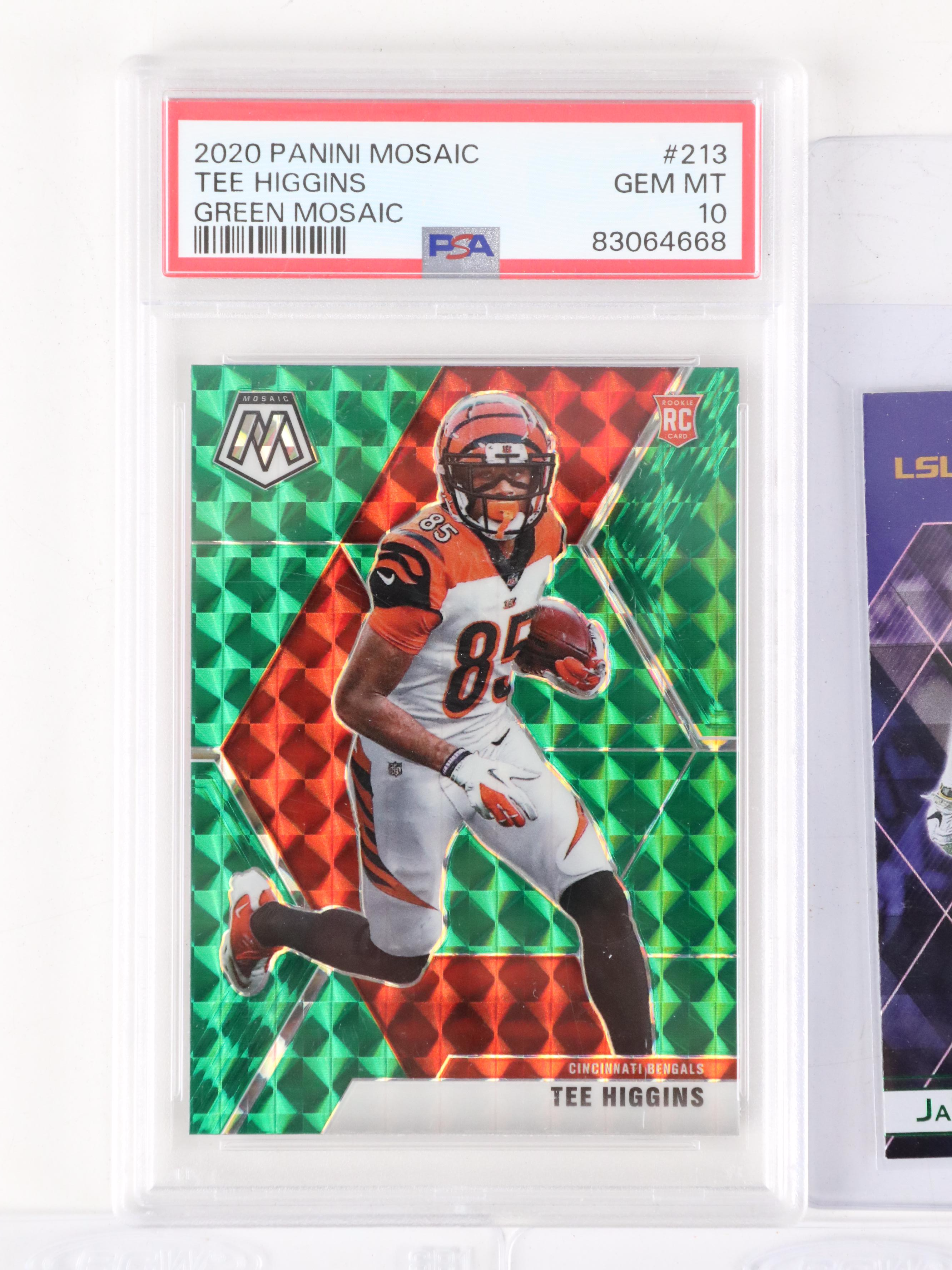 2020 Mosaic Tee Higgins Green Card Graded PSA 10 with Ja'Marr Chase Rookie Cards