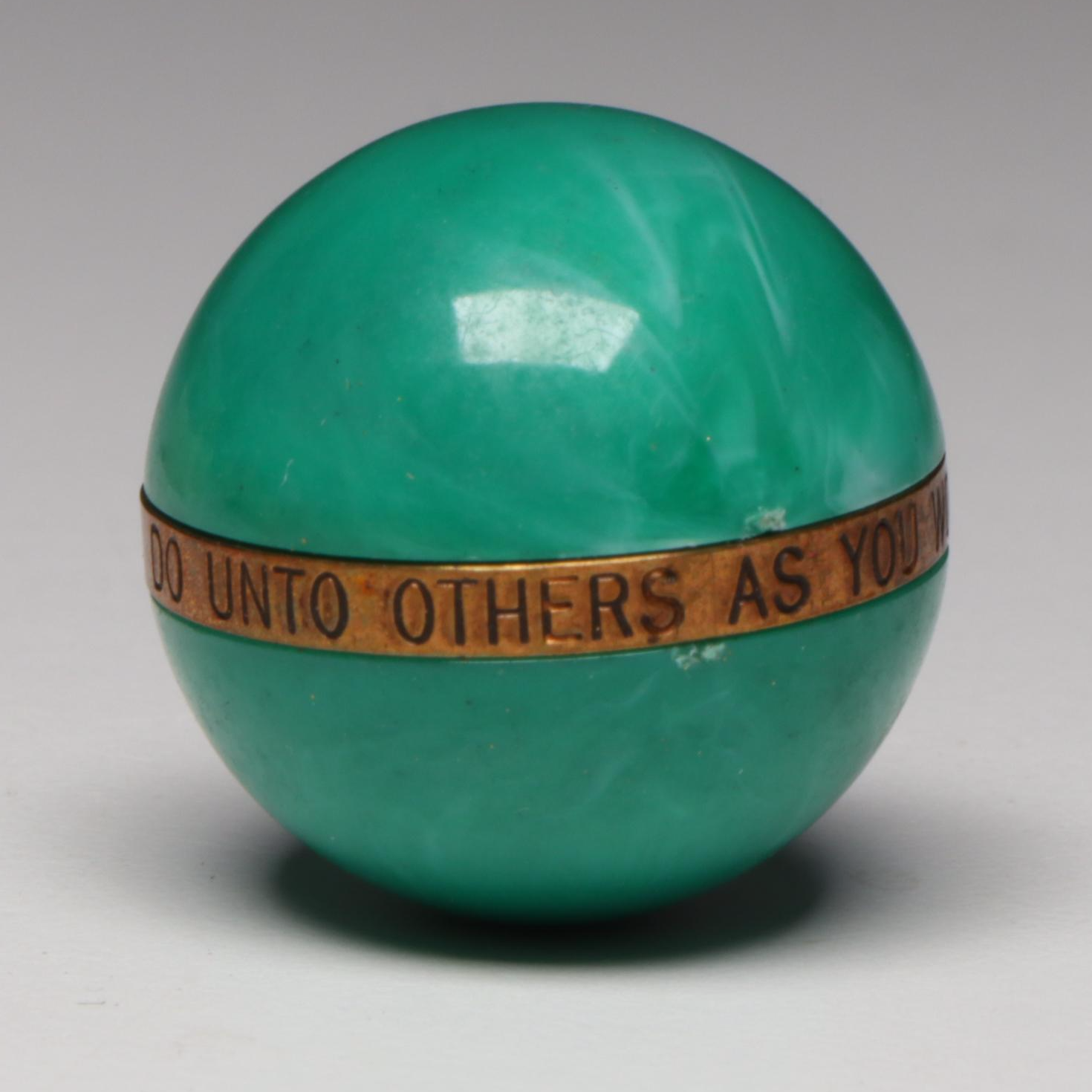 The Golden Rule Acrylic Marbles with Brass Bands, 1960s