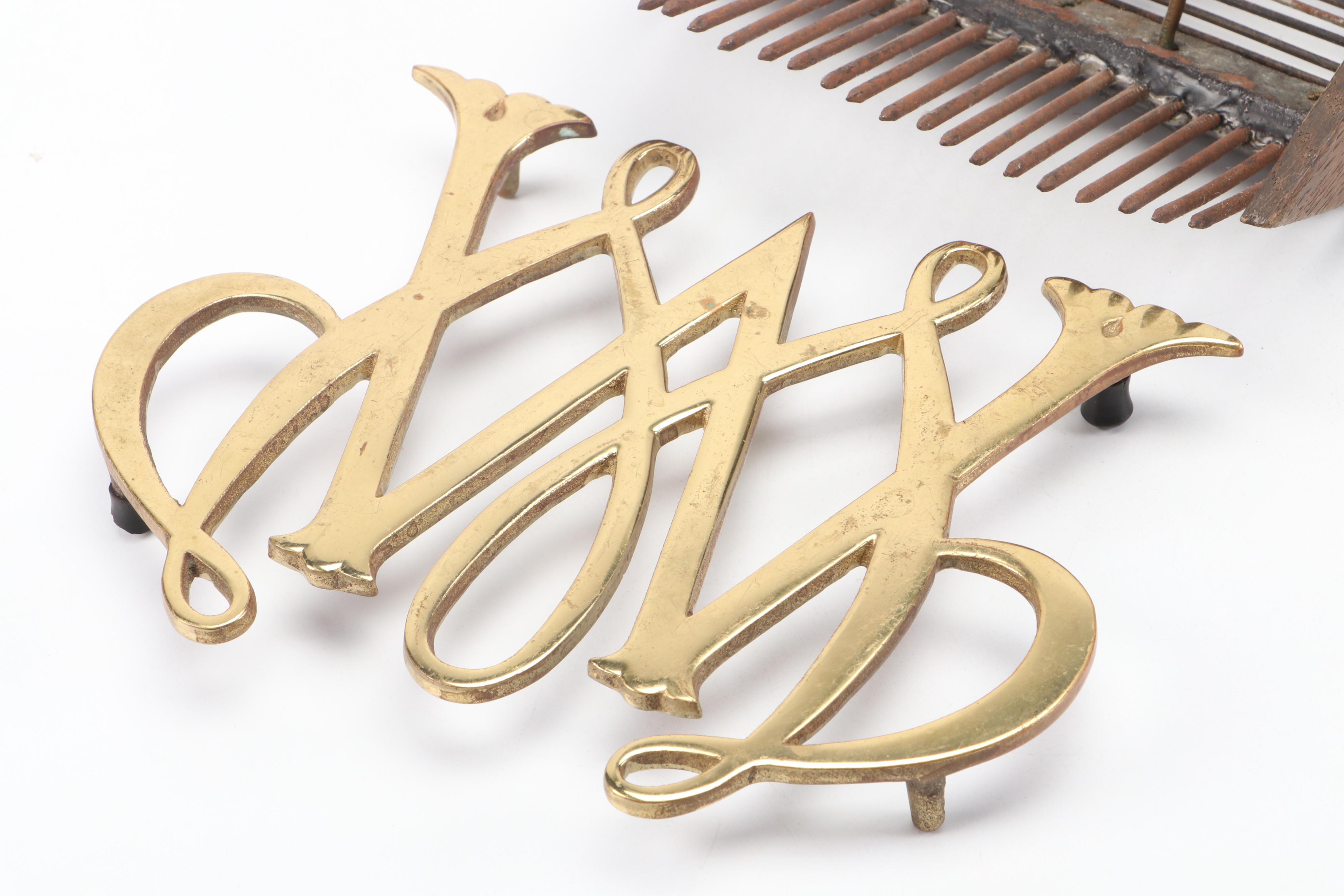 Primitive Wood and Metal Berry Picker Comb with Mauviel Copper Bowl