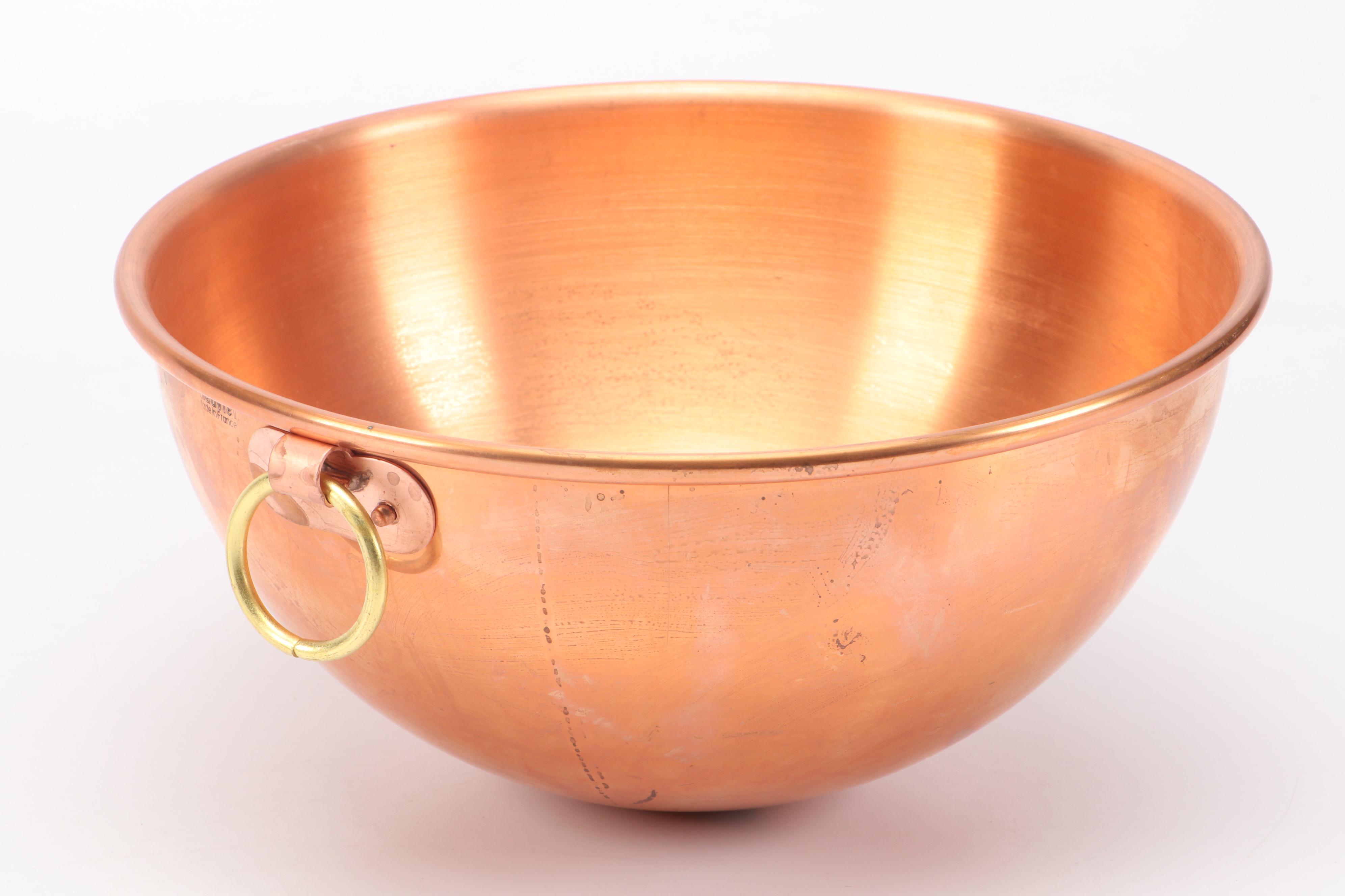 Primitive Wood and Metal Berry Picker Comb with Mauviel Copper Bowl