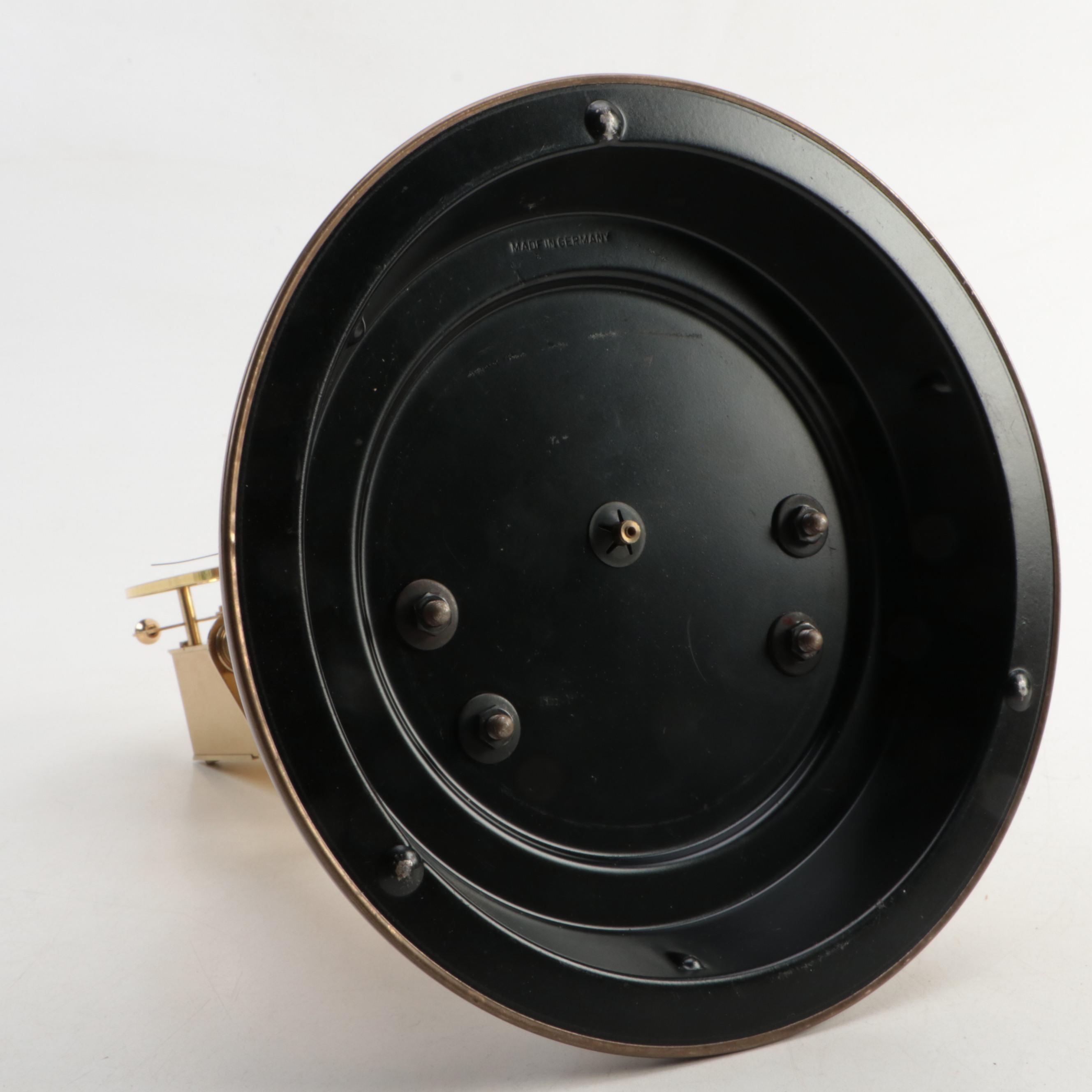 Elgin S. Haller German Brass and Glass Anniversary Clock