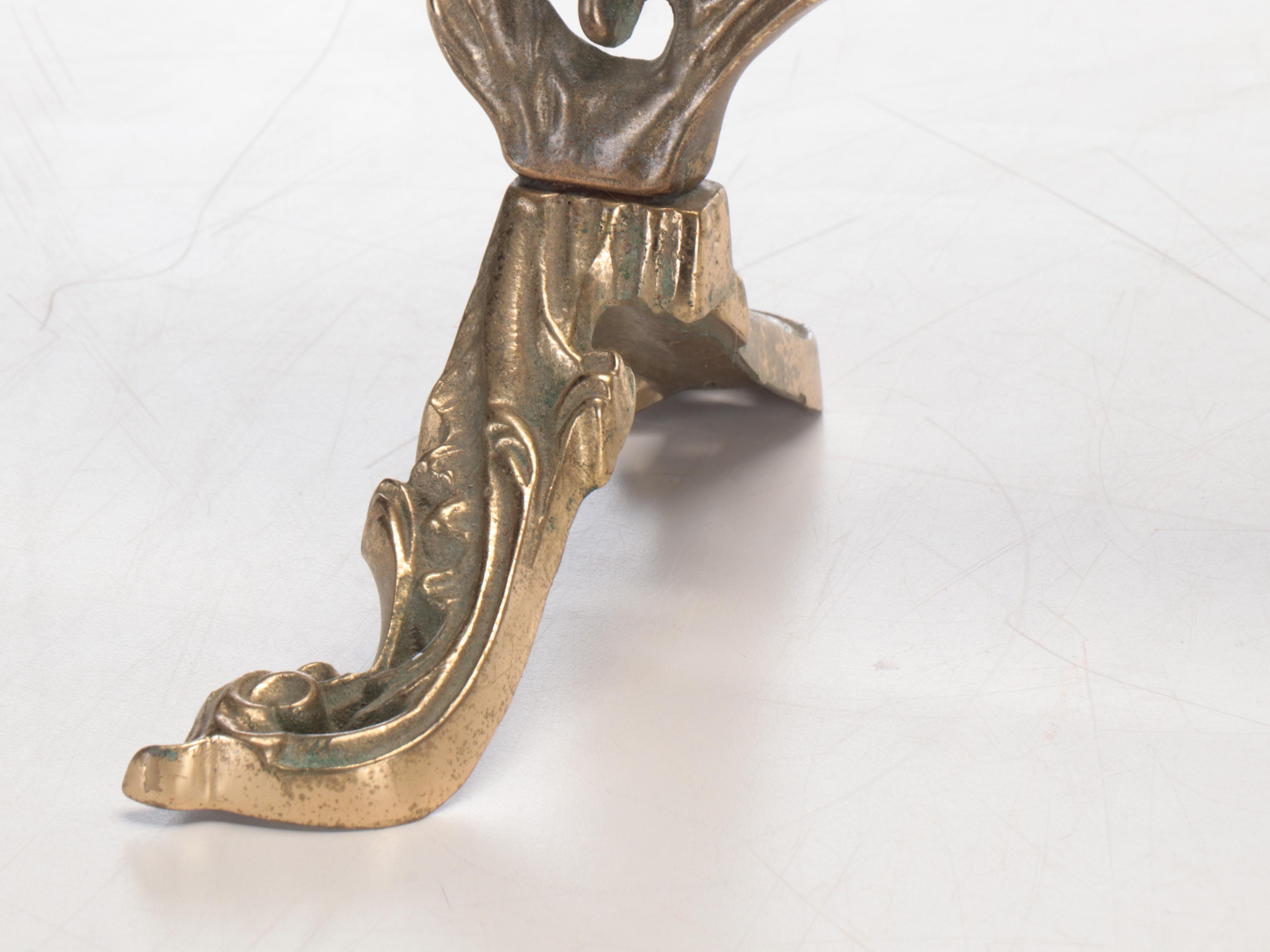 Rococo Style Brass and Mesh Fire Screen, Mid to Late 20th Century