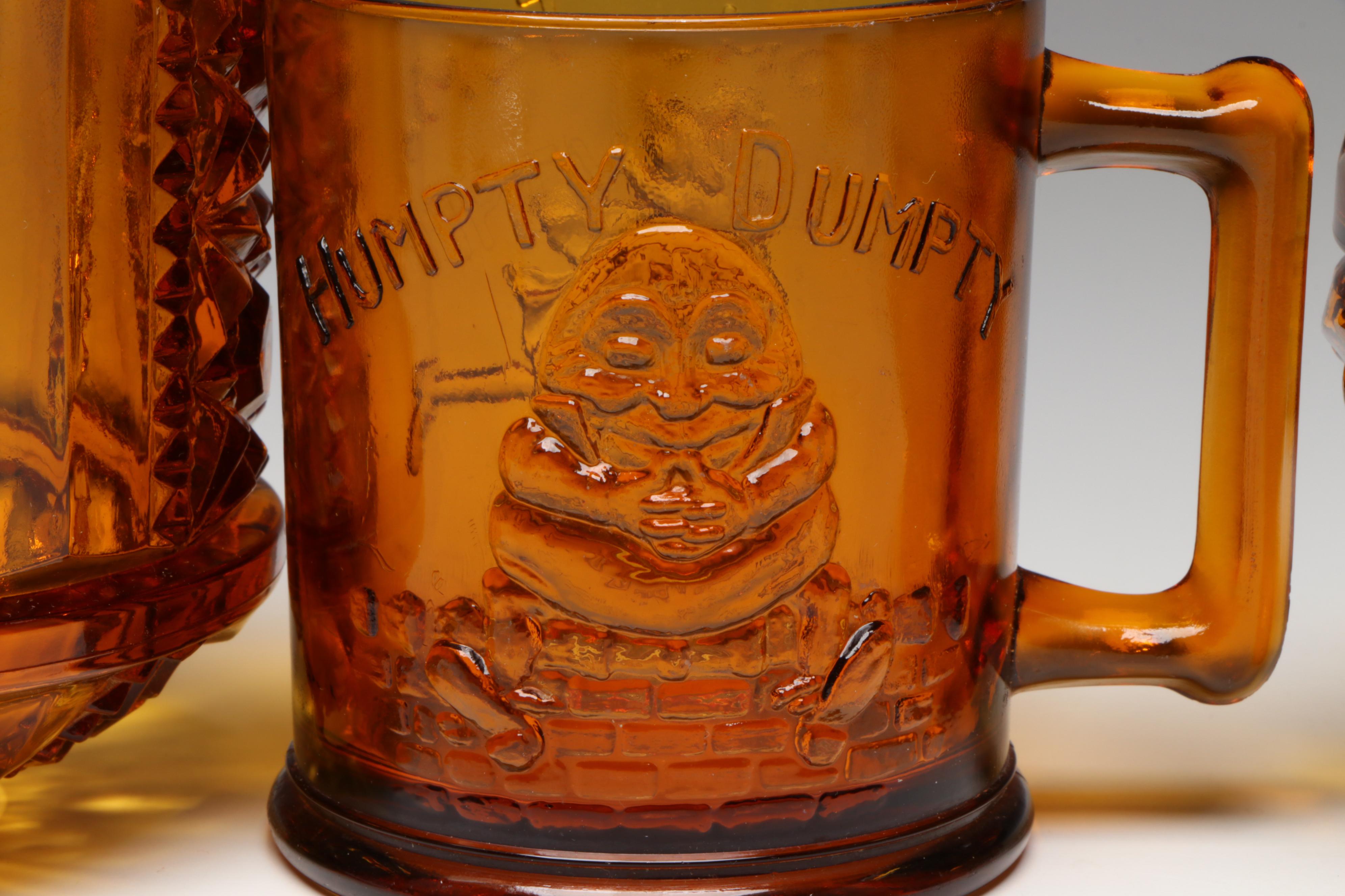 Brockway Glass Co. "American Concord" Water Goblet with More Amber Glass Décor