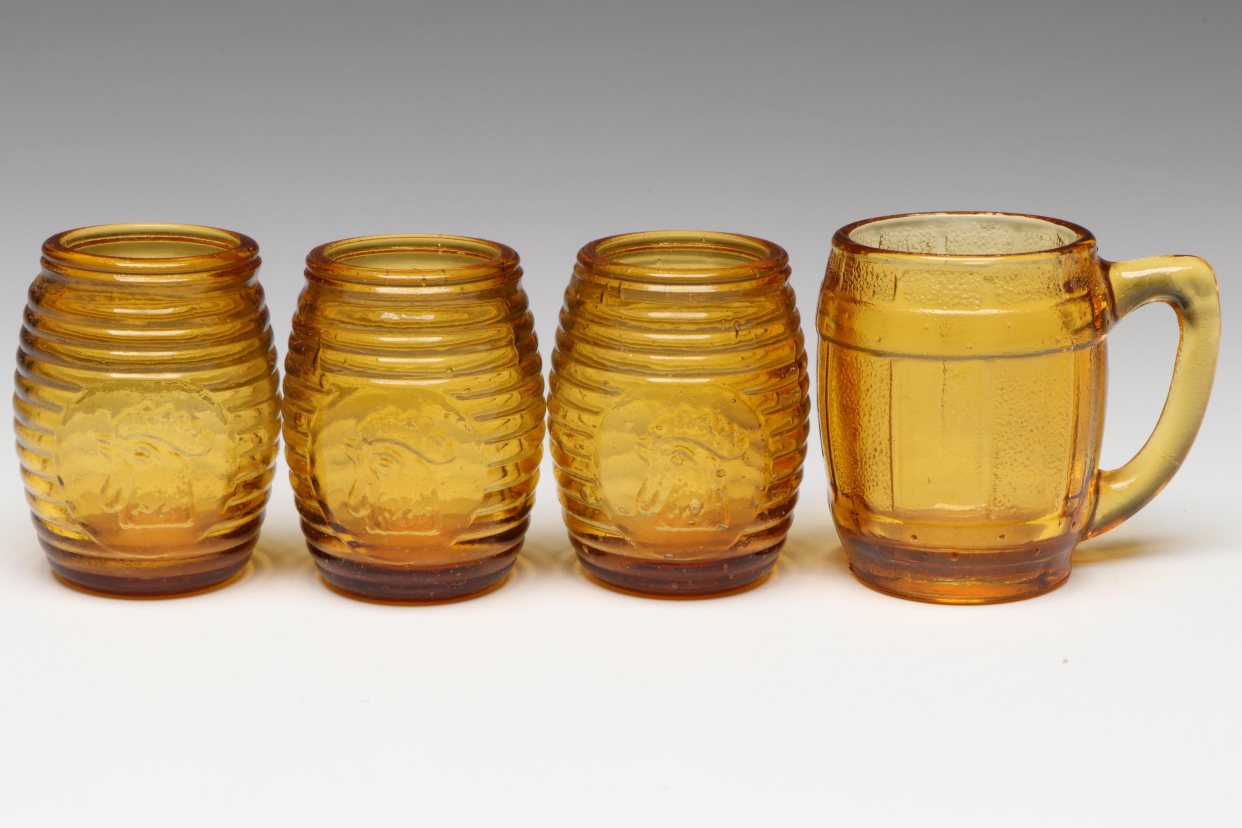 Brockway Glass Co. "American Concord" Water Goblet with More Amber Glass Décor