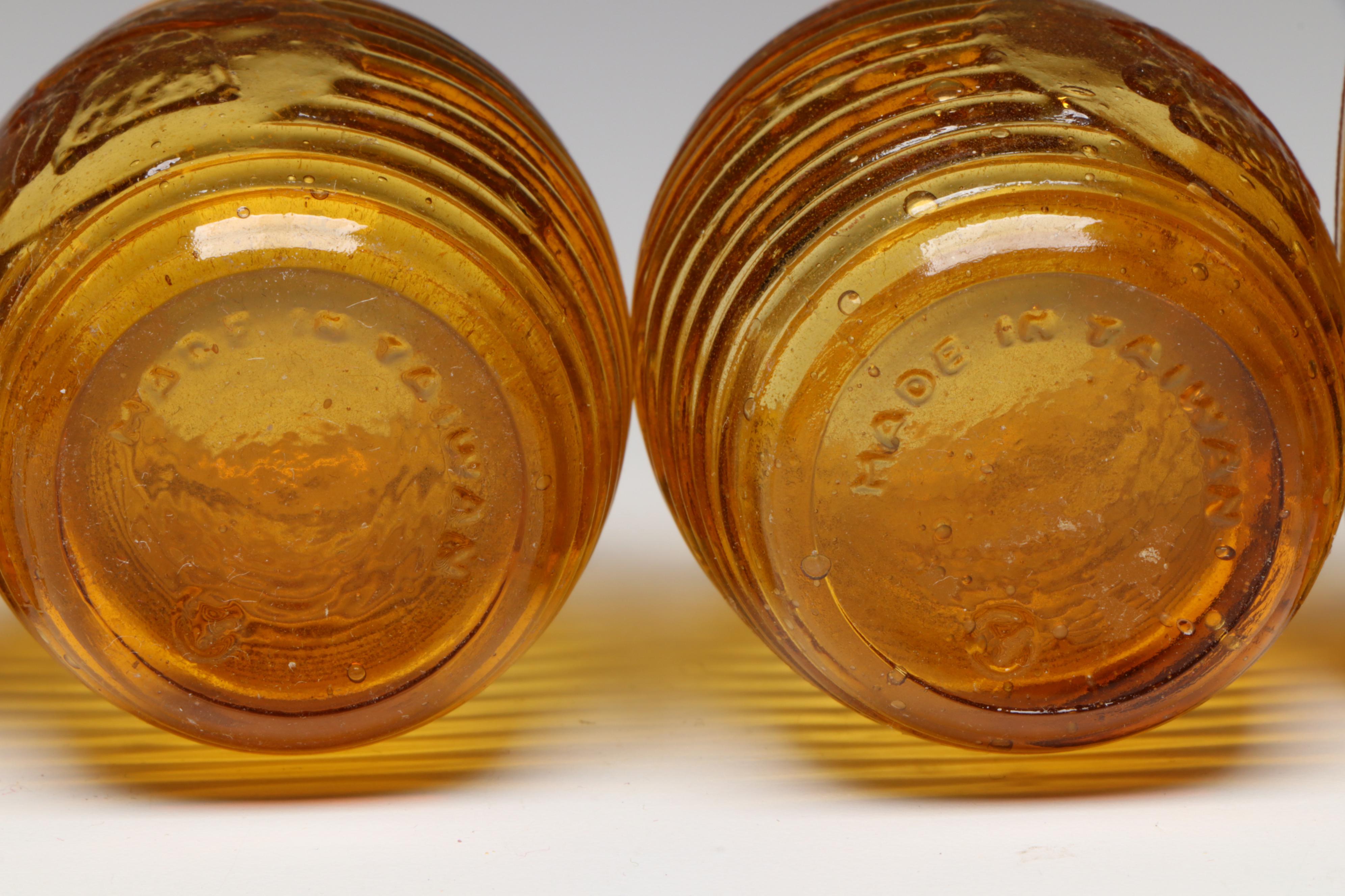 Brockway Glass Co. "American Concord" Water Goblet with More Amber Glass Décor