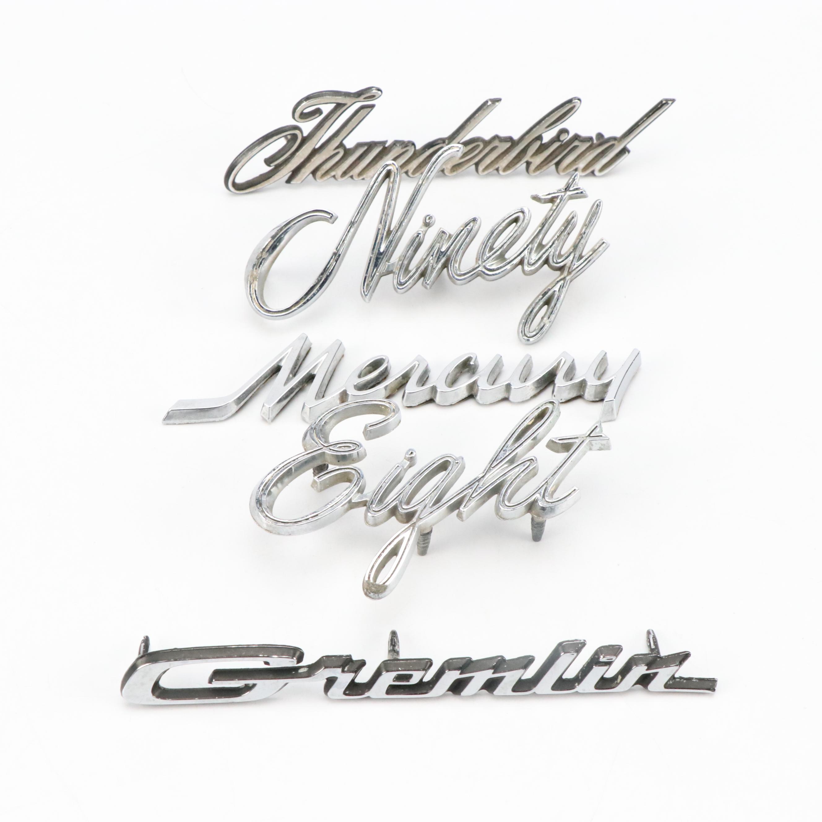 Chevy Caprice, Ford Mustang, Thunderbird, Buick Le Sabre, More Car Model Badges