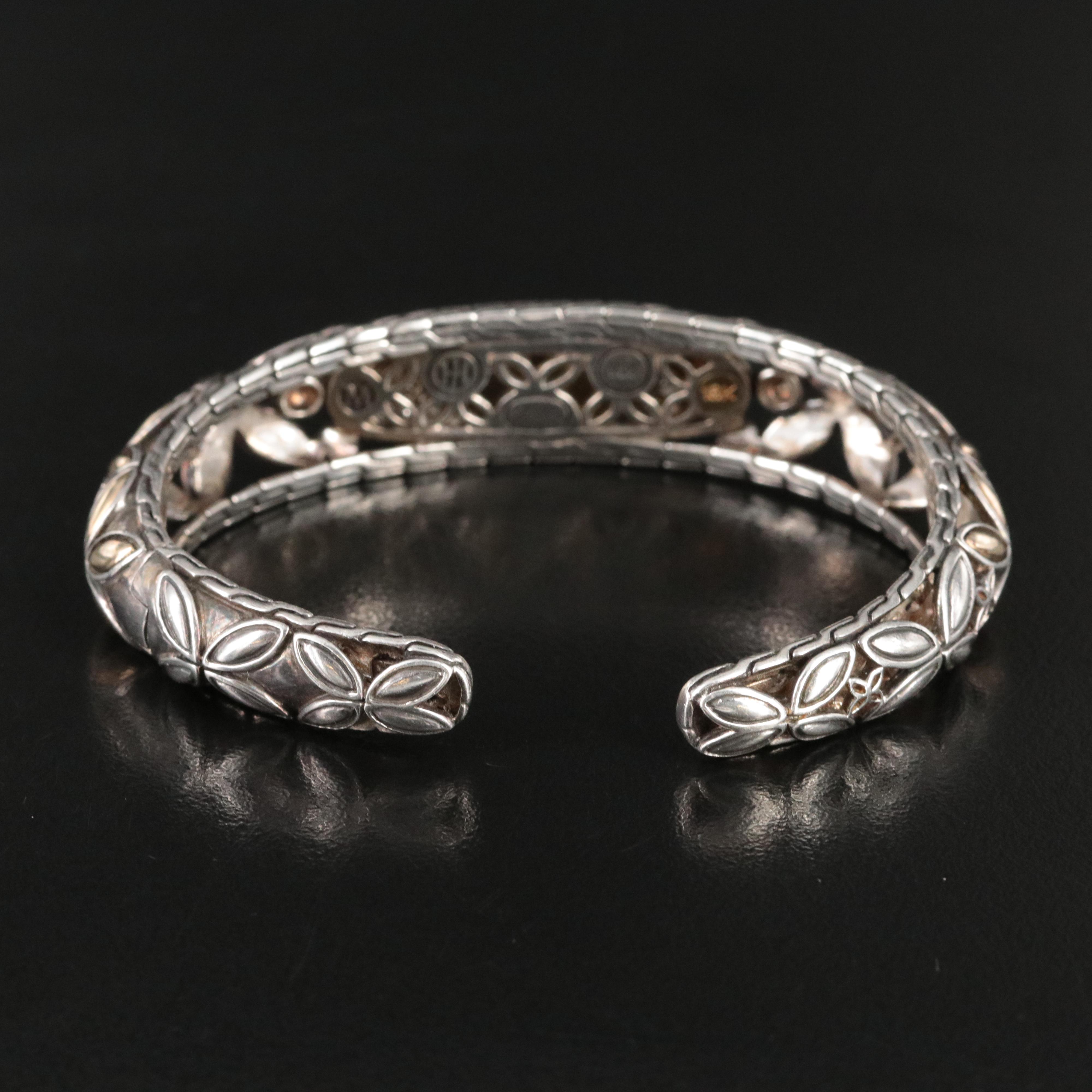 John Hardy Batu Kawung Sterling 18K Citrine and Garnet Sunset Cuff Bracelet