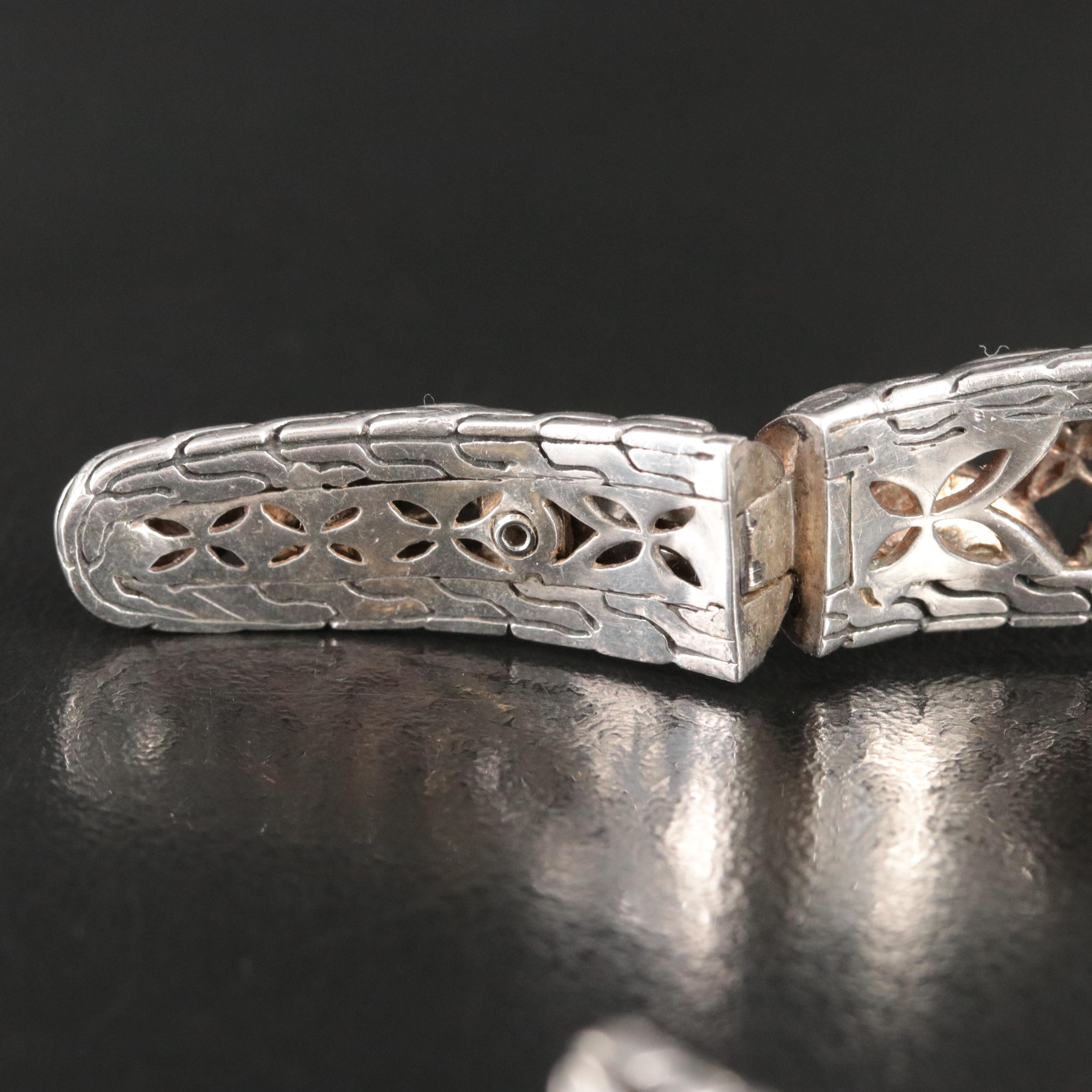 John Hardy Batu Kawung Sterling 18K Citrine and Garnet Sunset Cuff Bracelet