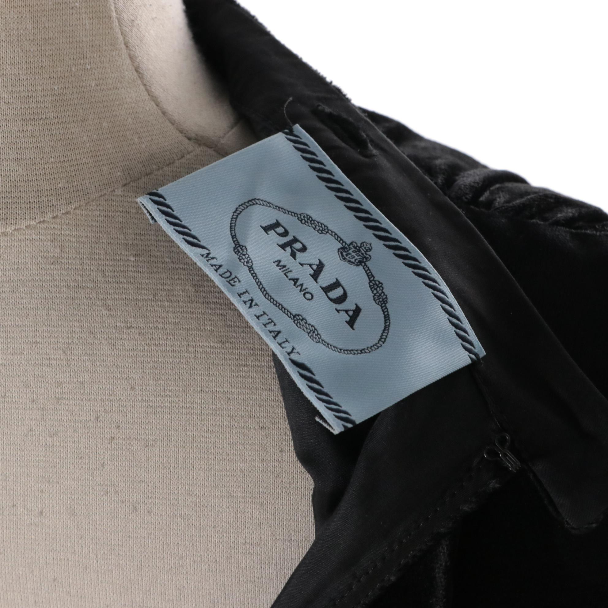 Prada Black Velveteen Cocktail Dress with Detachable Bead Embellished Collar