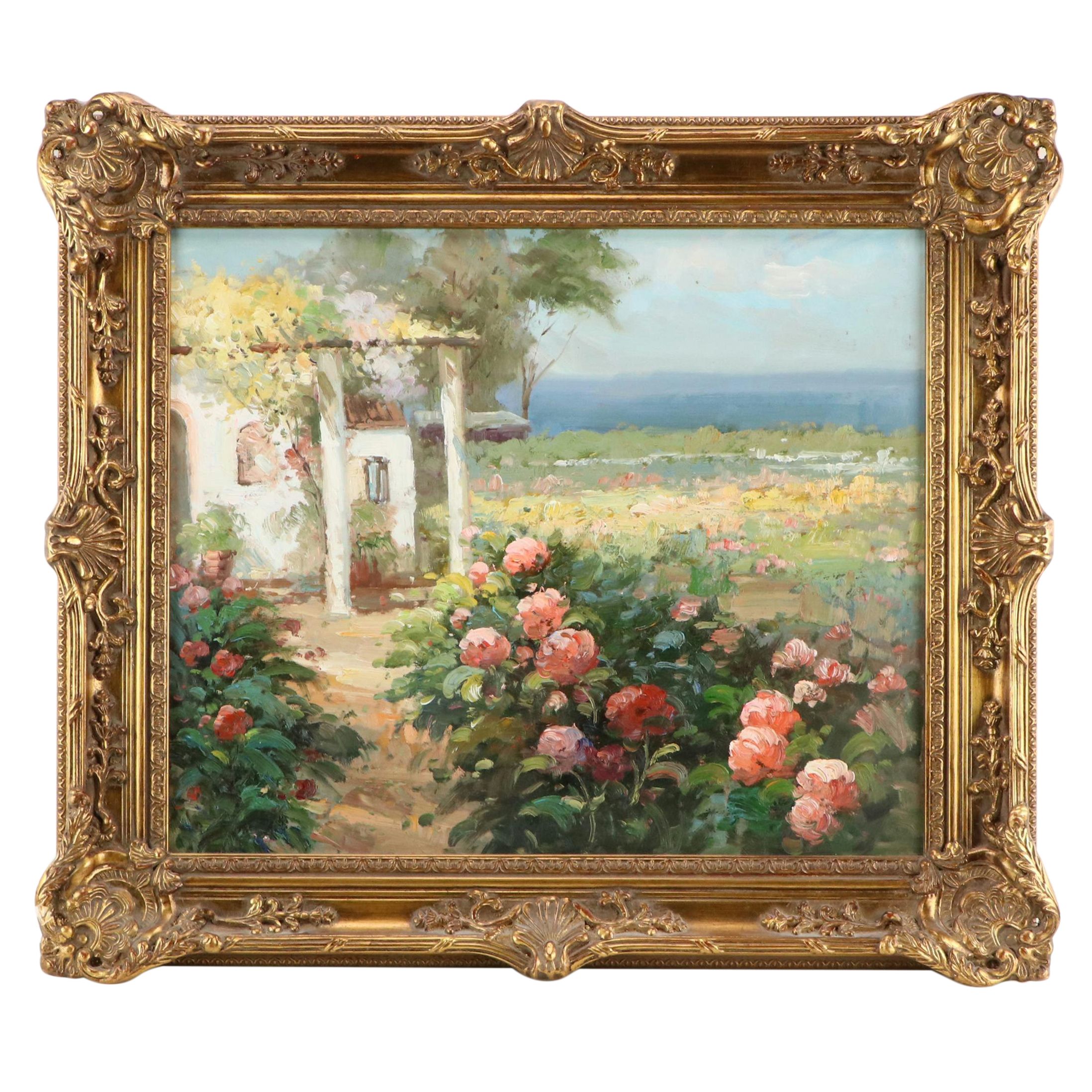 Rural Landscape Oil Painting of Garden Scene