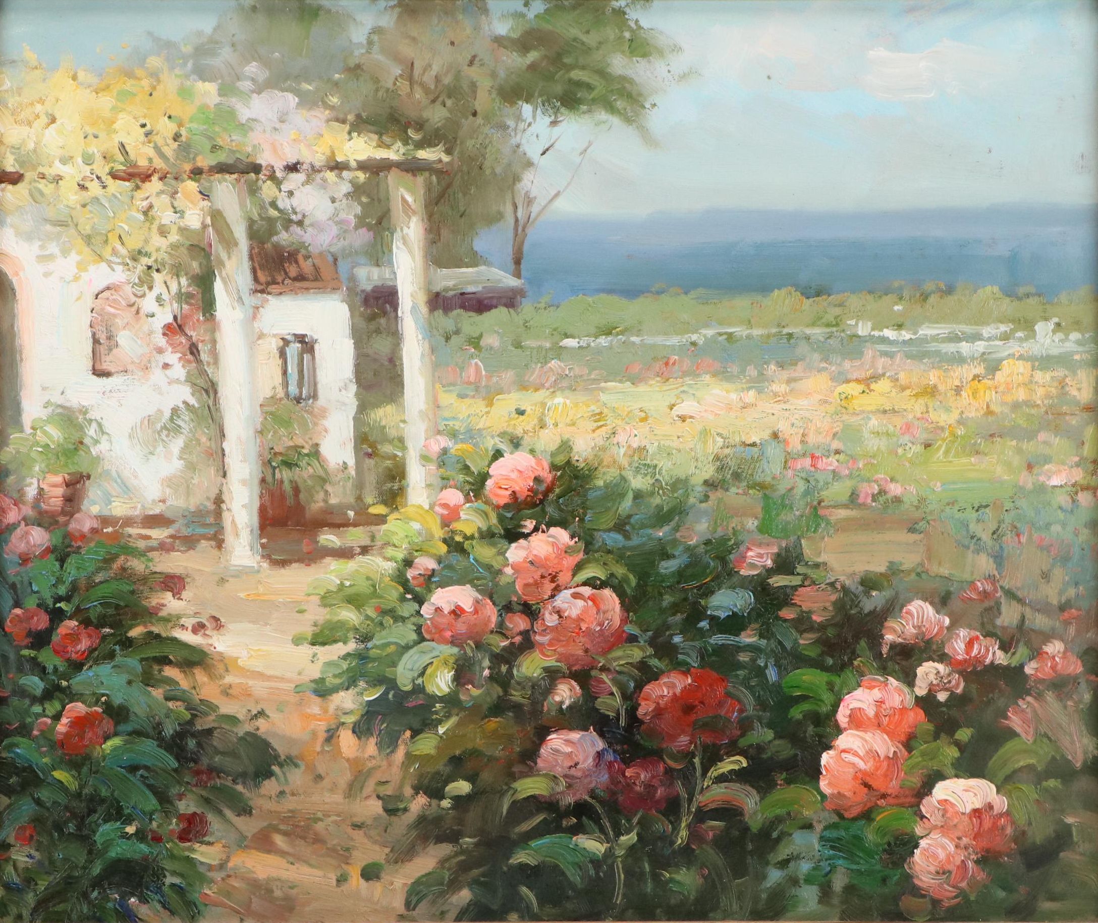 Rural Landscape Oil Painting of Garden Scene