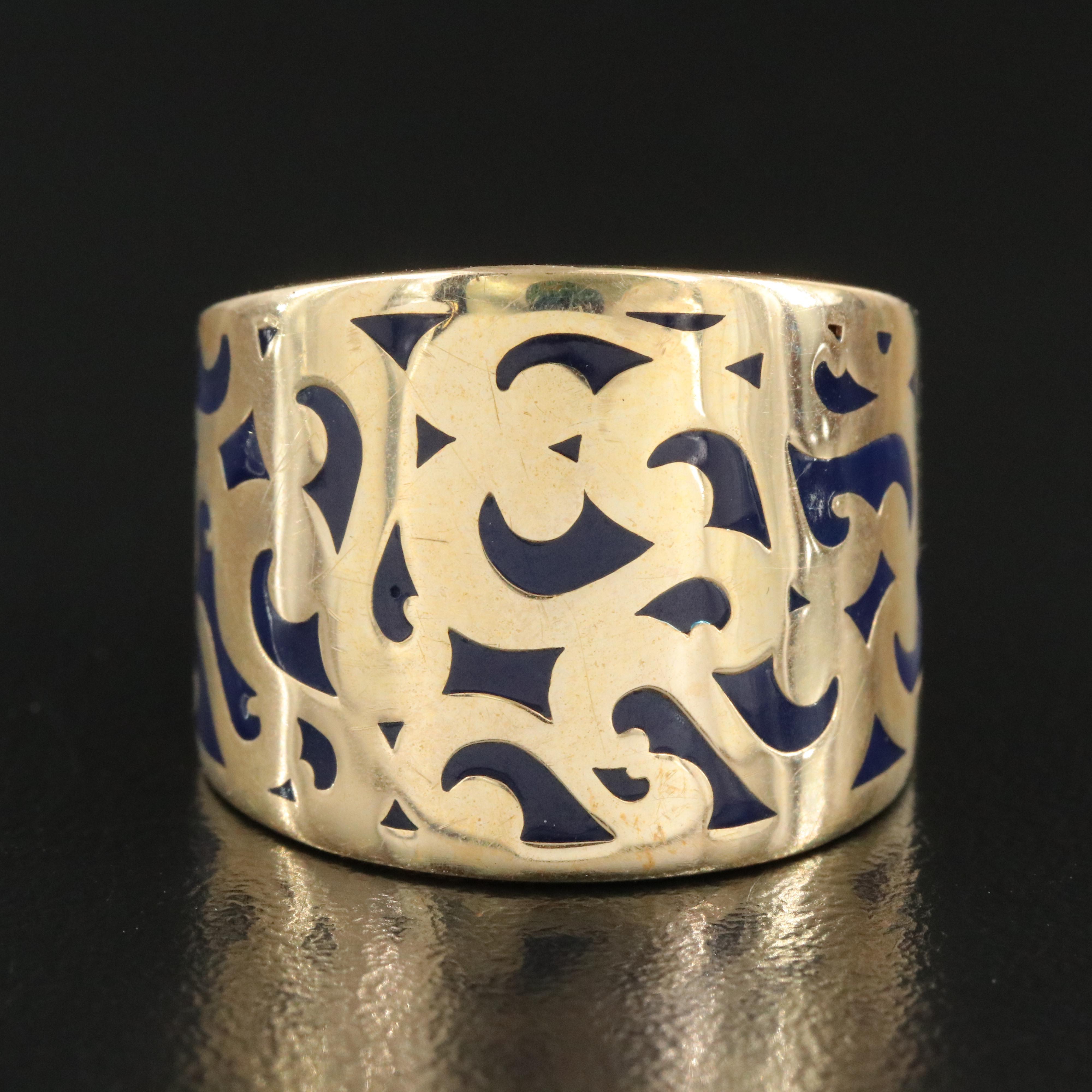 14K Tapered and Enameled Ring