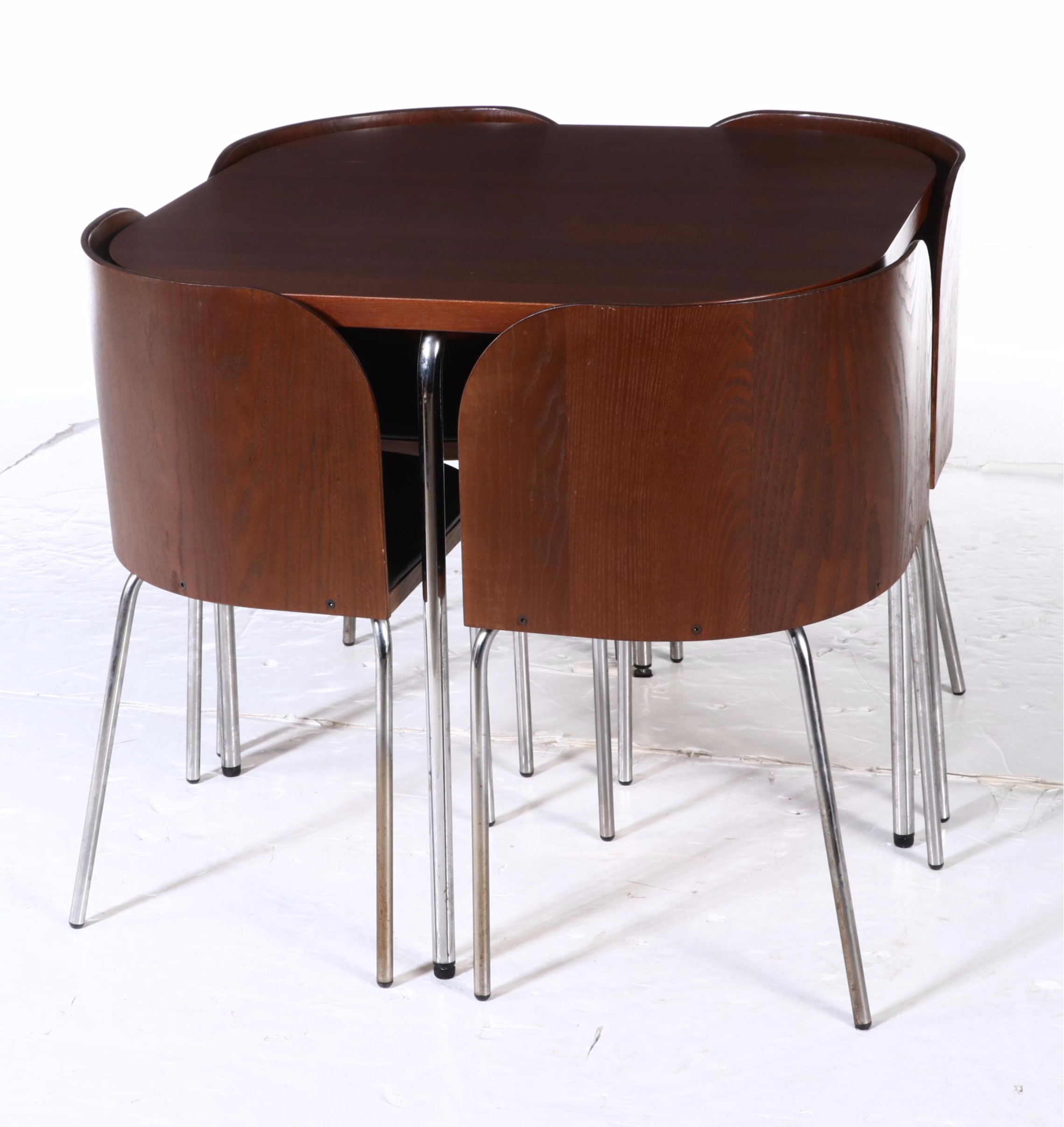 Five-Piece Sandra Kragnert for IKEA "Fusion" Ash-Veneered and Steel Dining Set