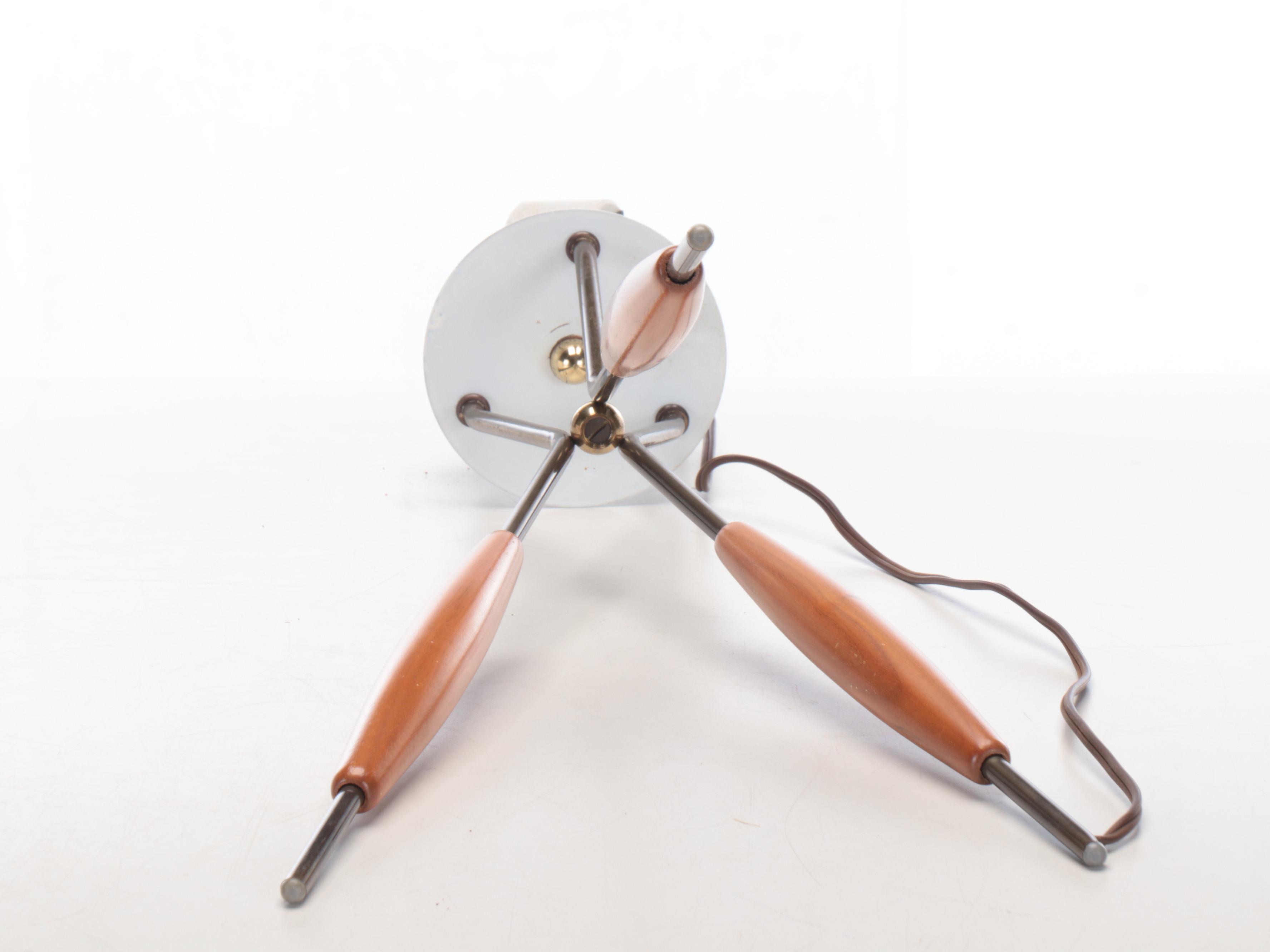 Gerald Thurston Mid Century Modern Teak and Iron Lamp, Mid-20th C.