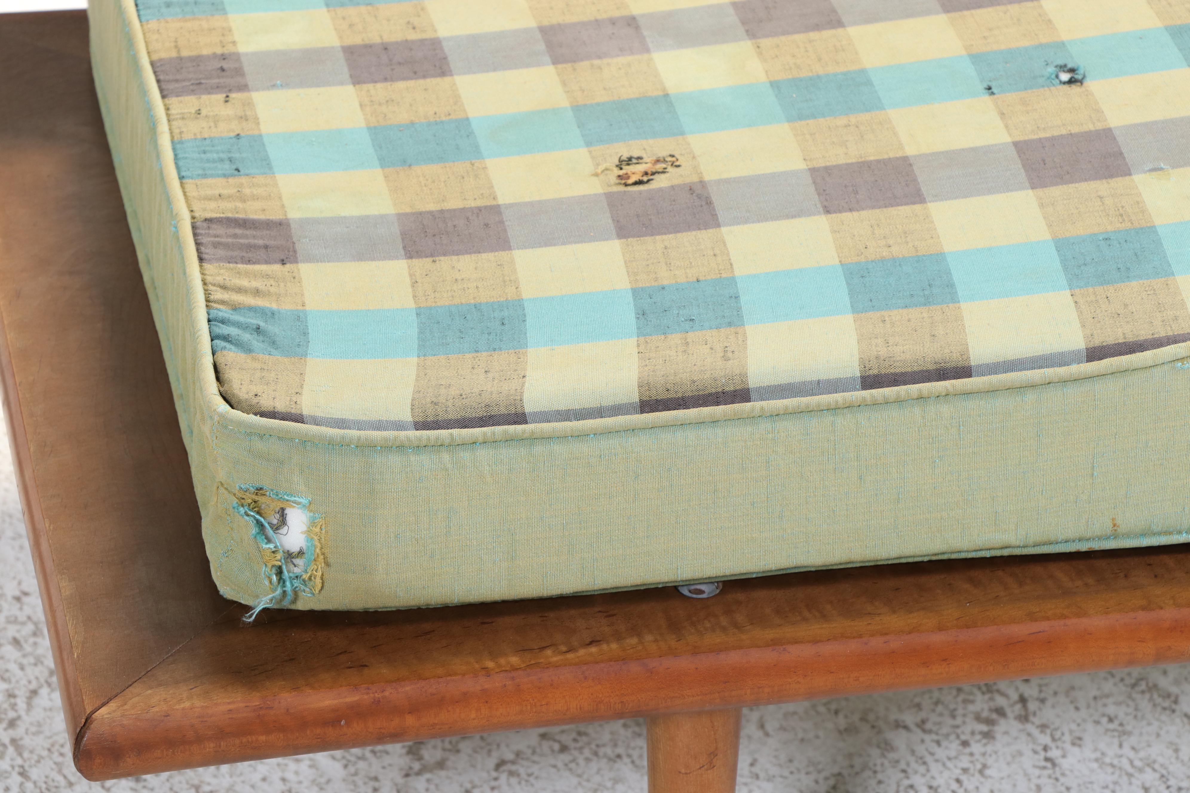 Two-Piece Mid Century Modern Maple, Laminate, and Splint-Woven Sectional Sofa