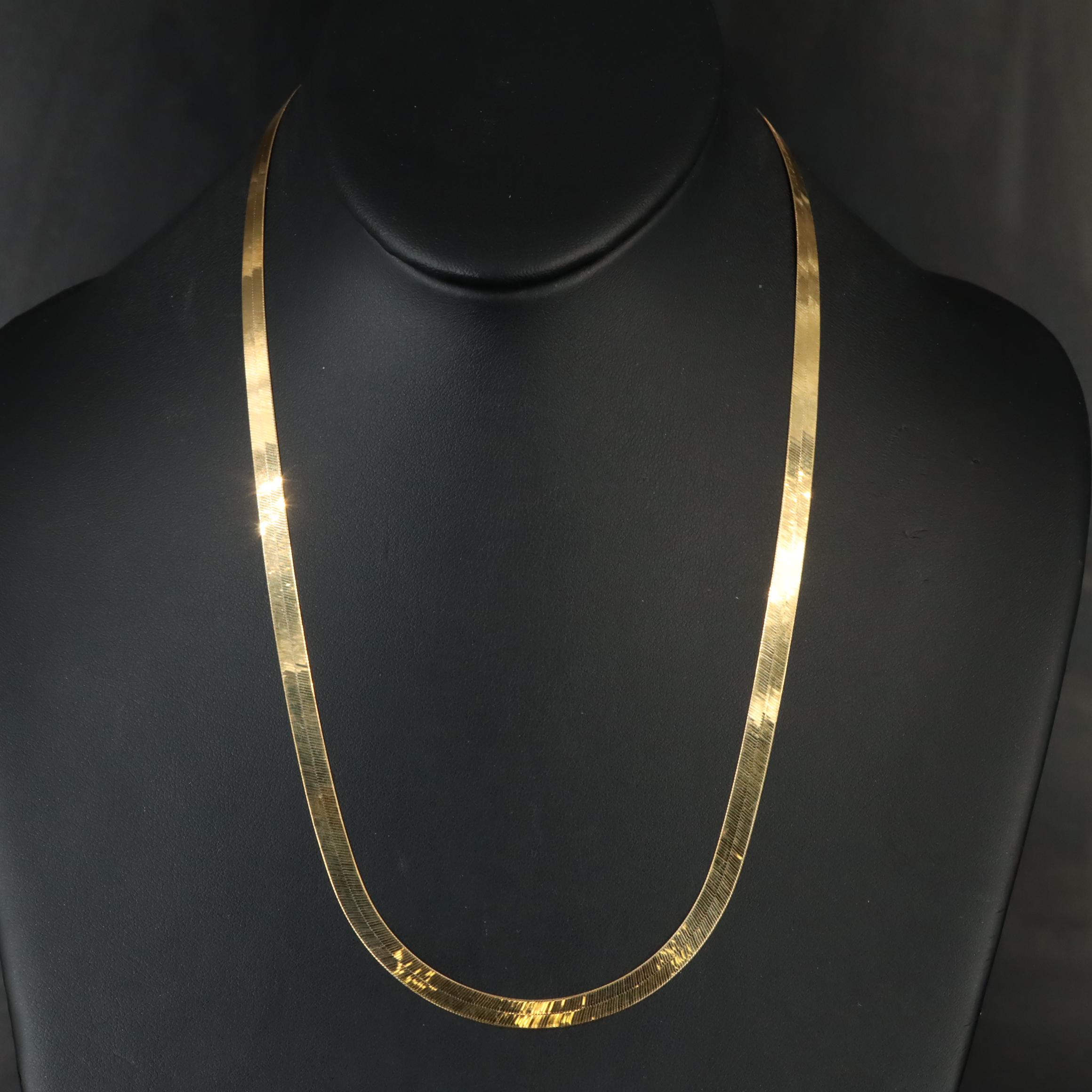 Italian 14K Herringbone Chain Necklace