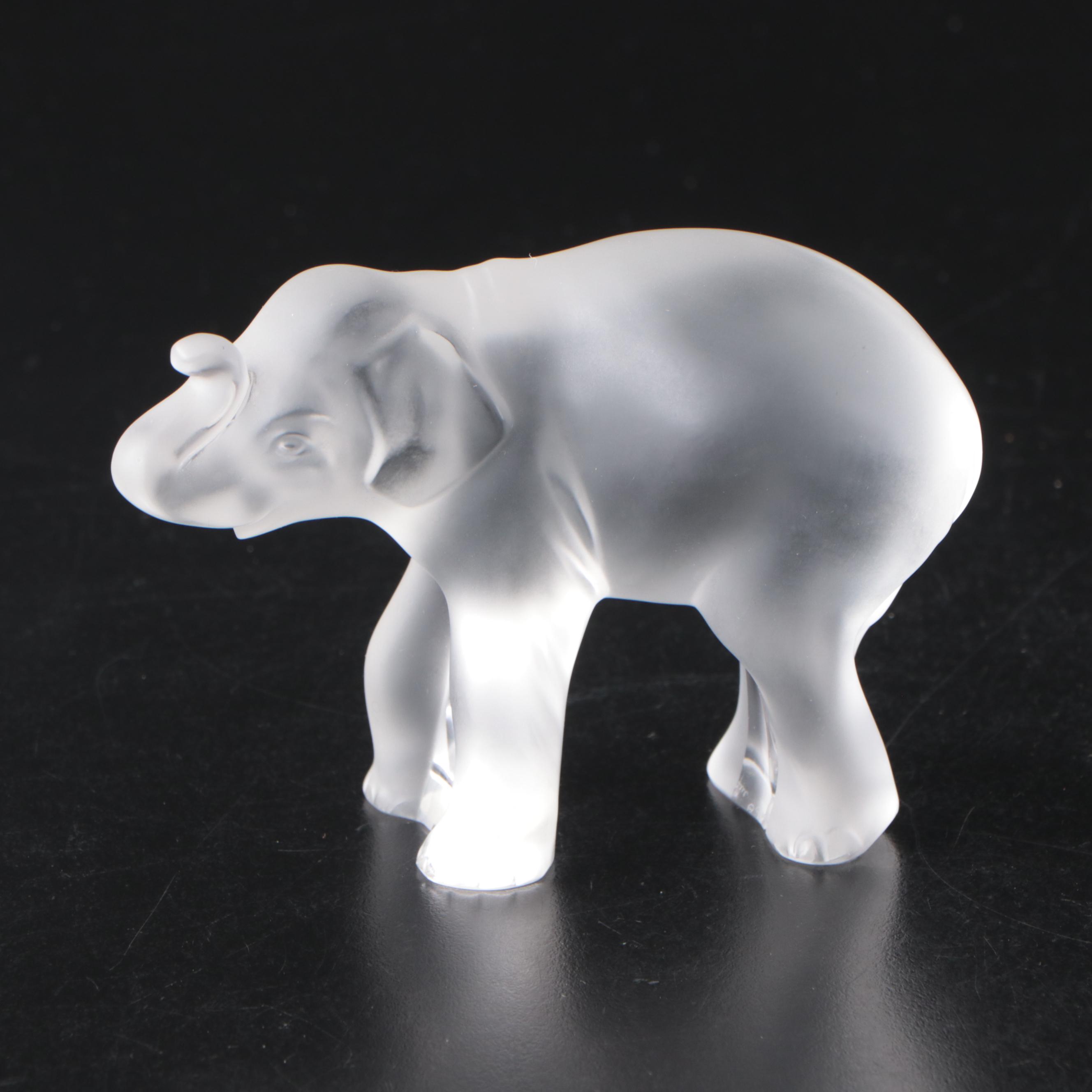 Lalique "Timora" Frosted Crystal Baby Elephant