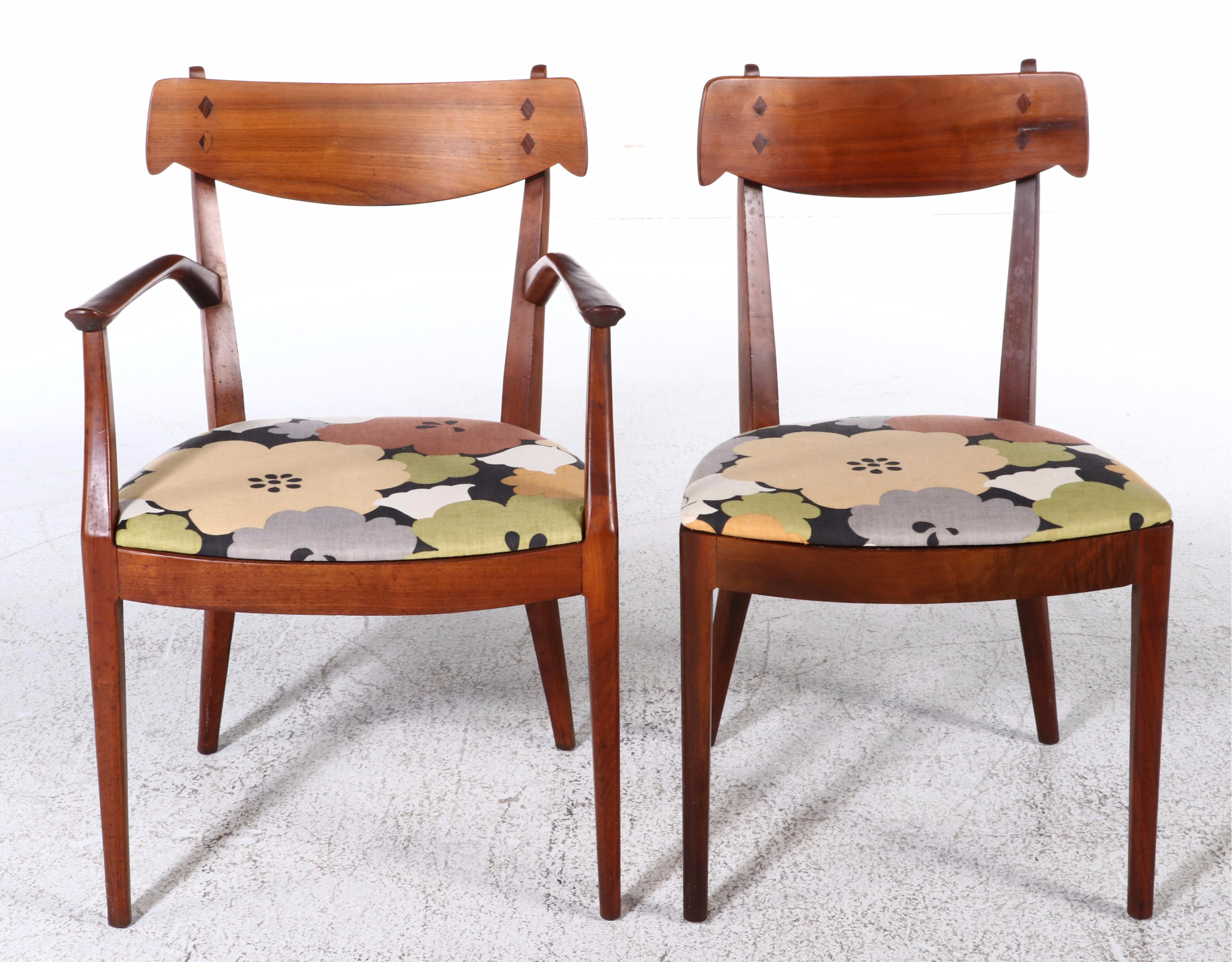 Four Kipp Stewart for Drexel "Declaration" Walnut and Rosewood Dining Chairs