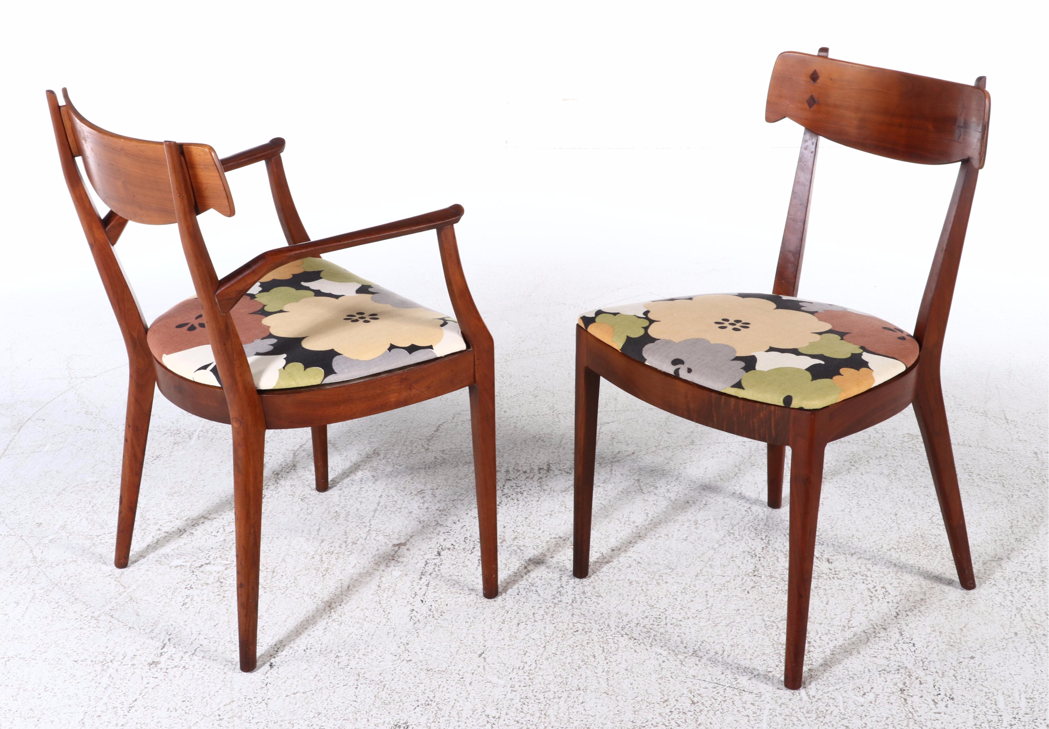 Four Kipp Stewart for Drexel "Declaration" Walnut and Rosewood Dining Chairs