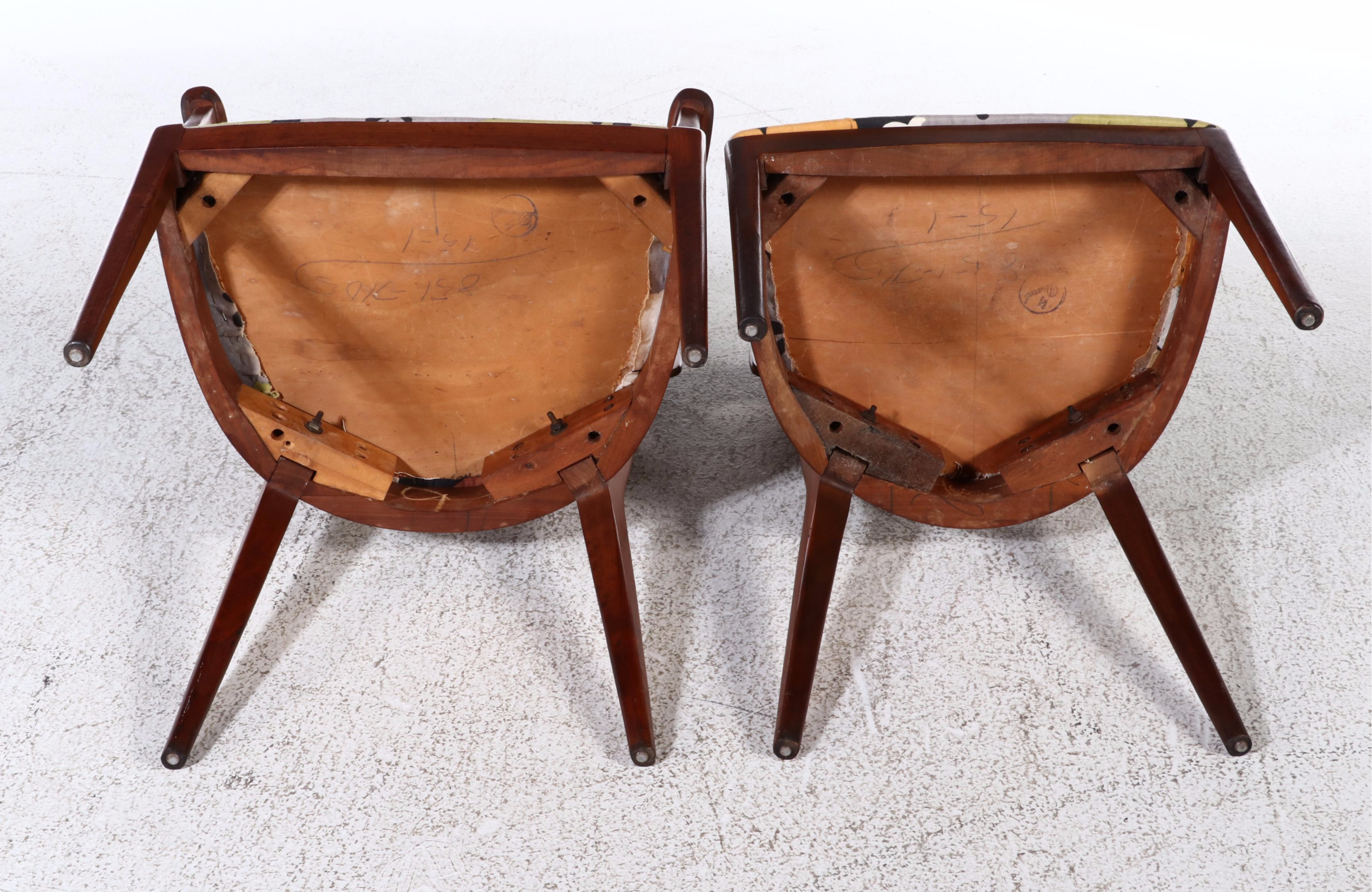 Four Kipp Stewart for Drexel "Declaration" Walnut and Rosewood Dining Chairs