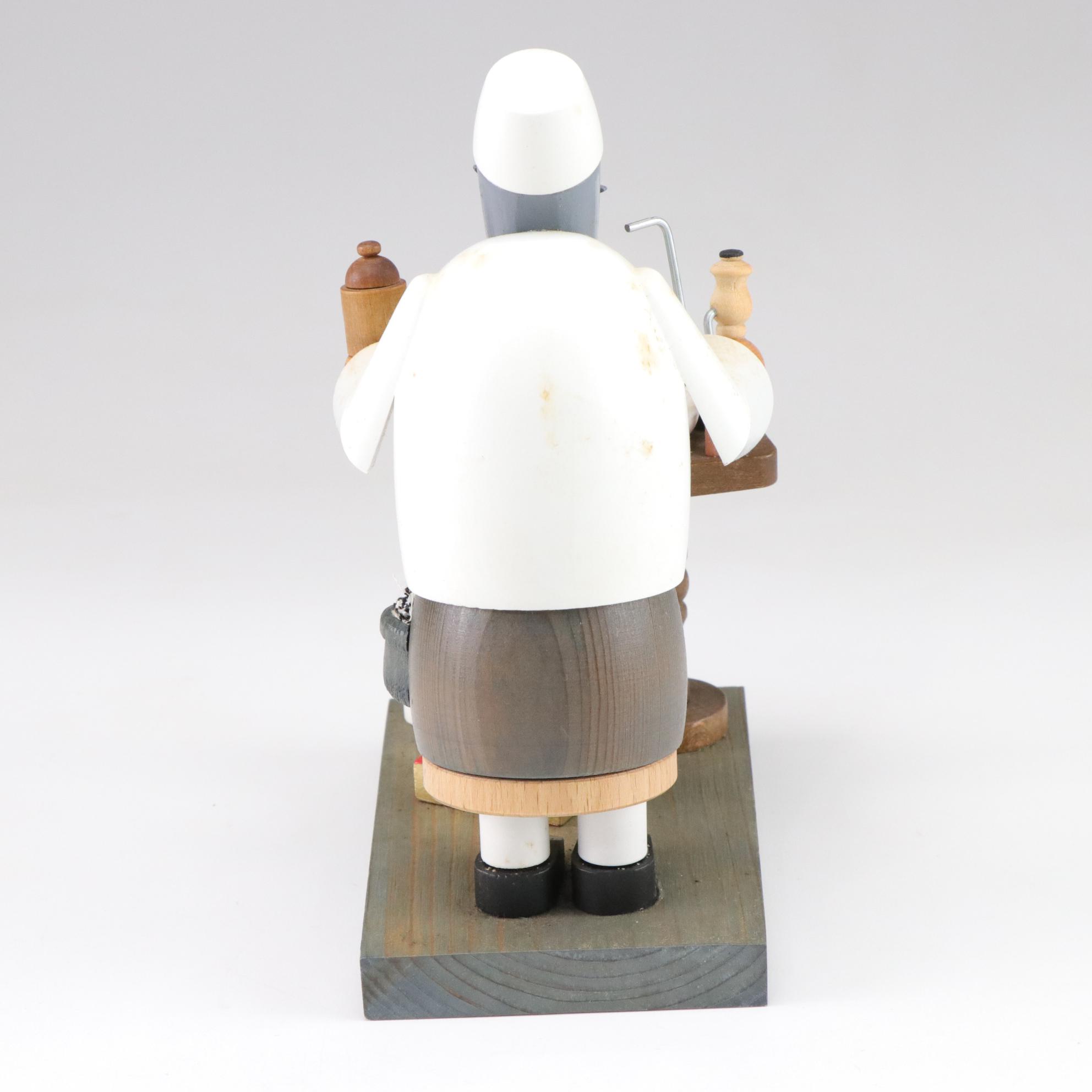 German Erzgebirge Painted Wood "Smoking Man" Figurine