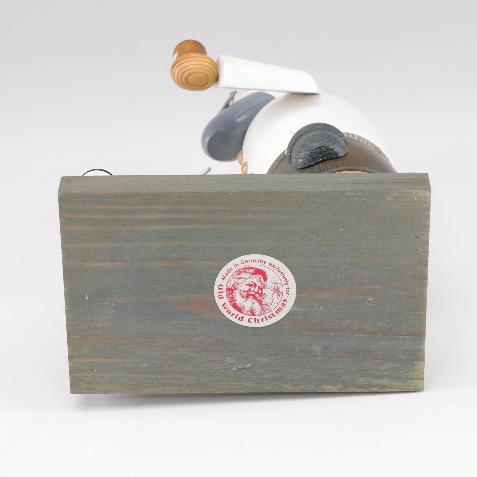 German Erzgebirge Painted Wood "Smoking Man" Figurine