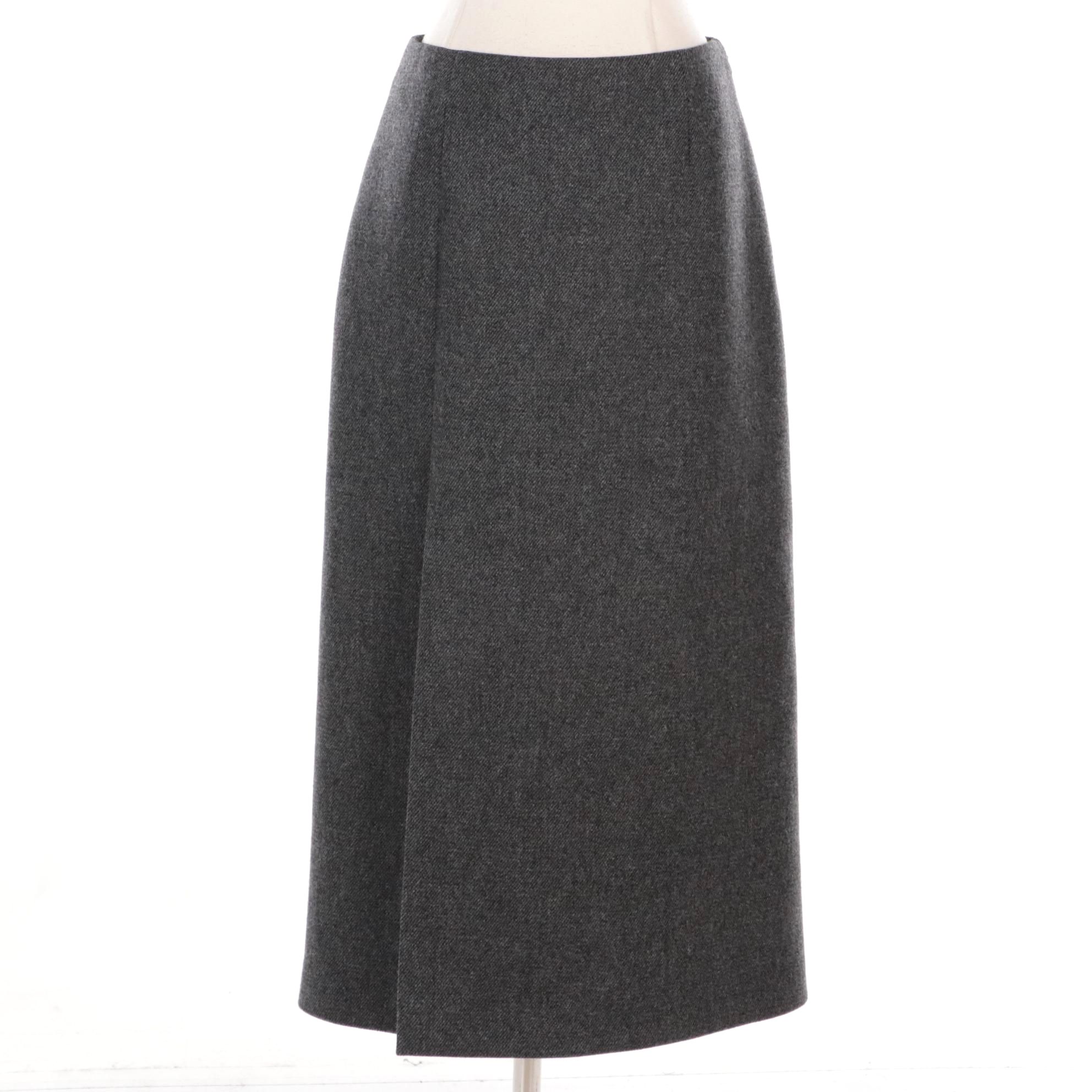 Prada Grey Wool Split Skirt