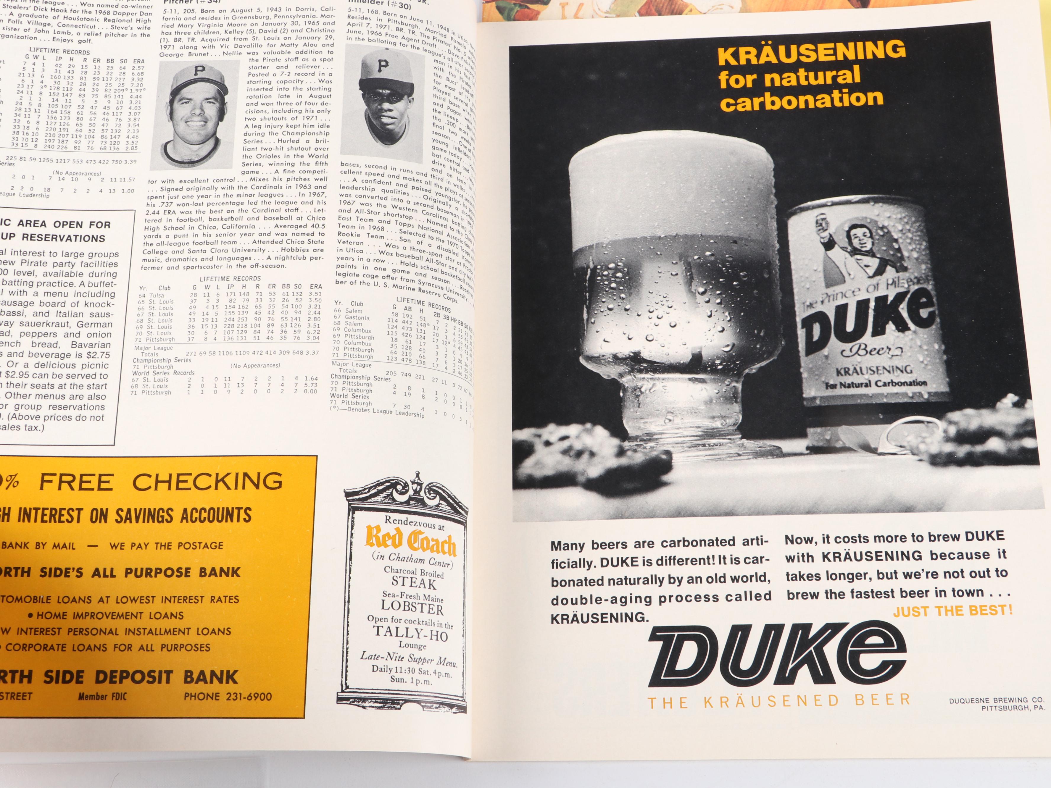 1972 Pittsburgh Pirates Official Scorebook with "Baseball Digest" and More