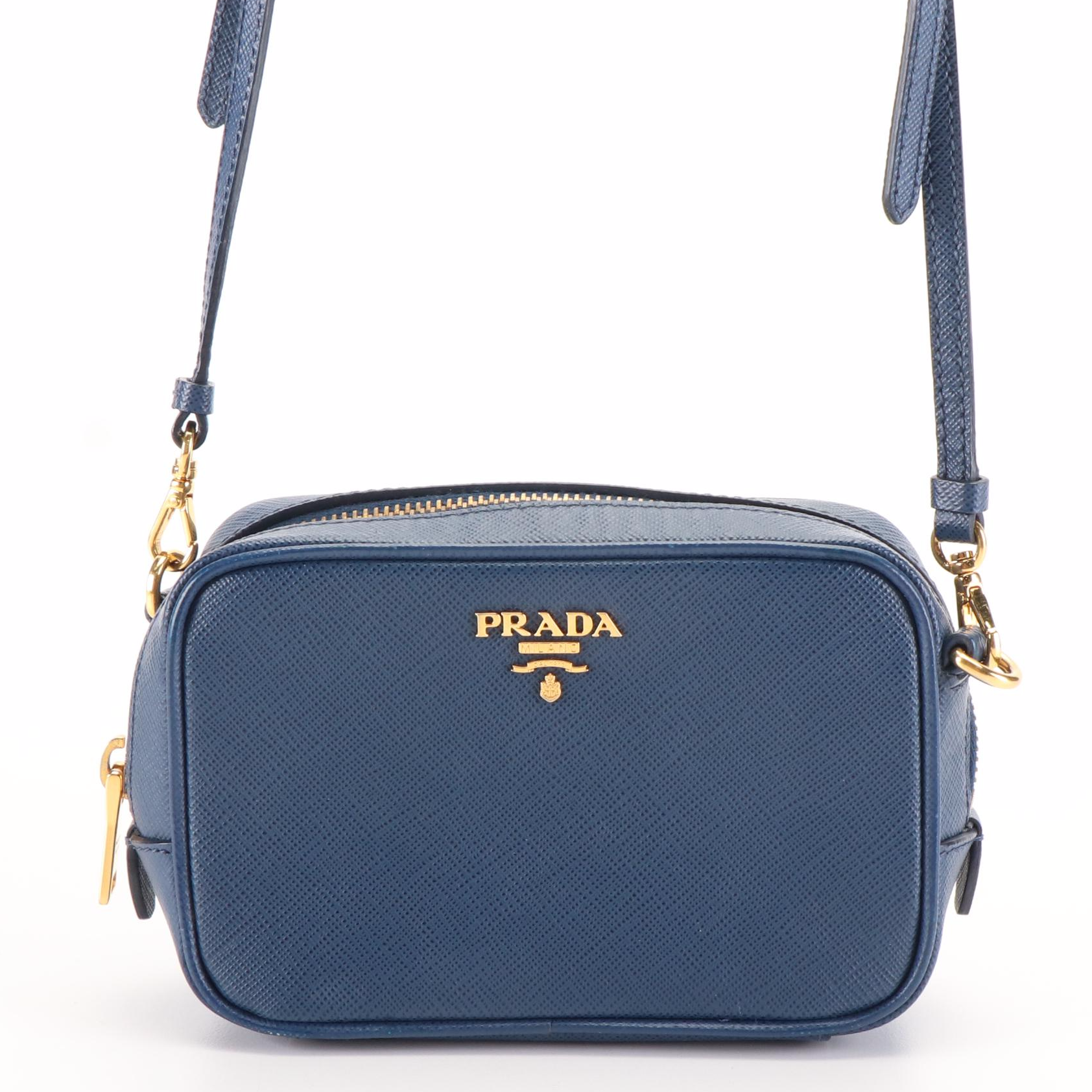 Prada Crossbody Bag in Blue Saffiano Leather