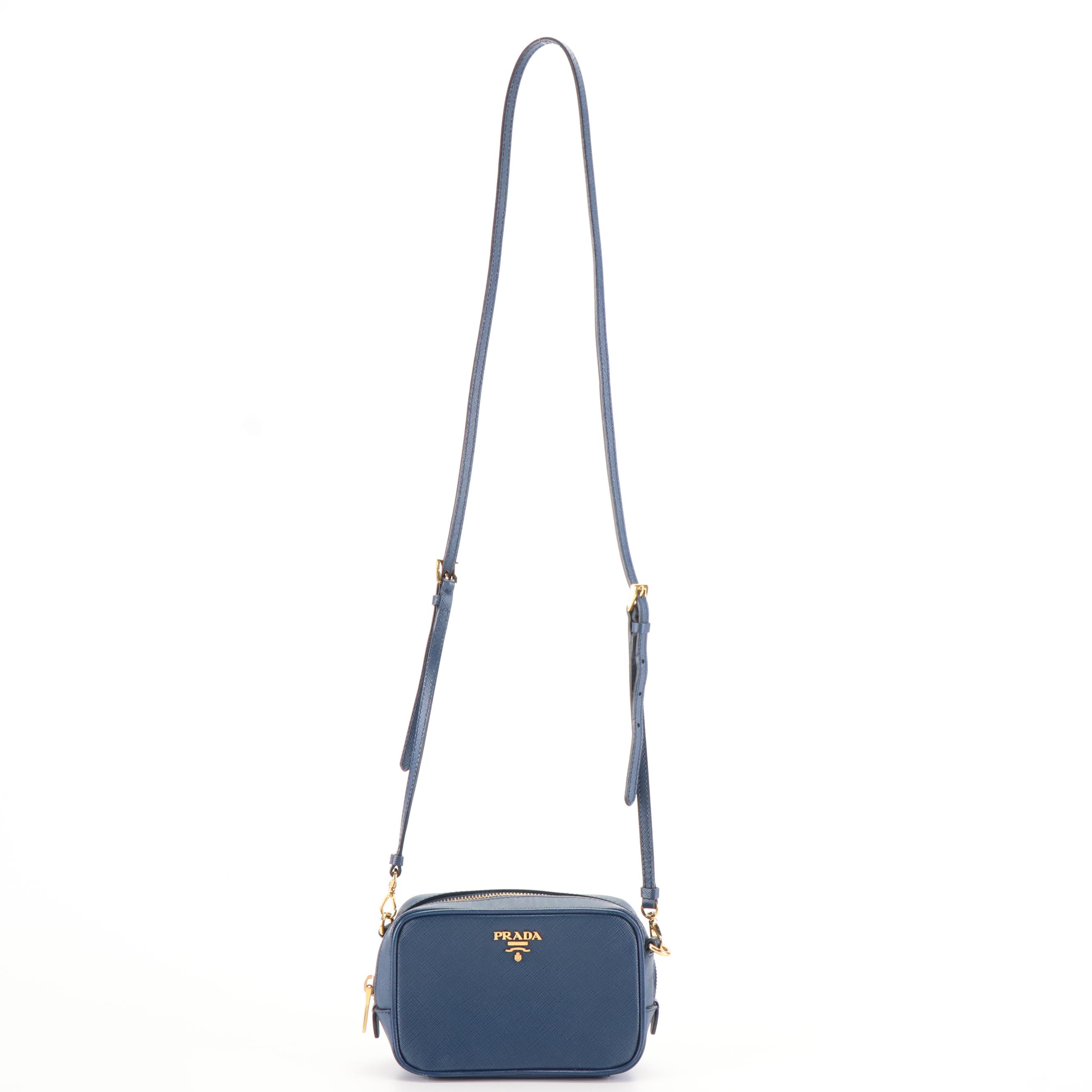Prada Crossbody Bag in Blue Saffiano Leather