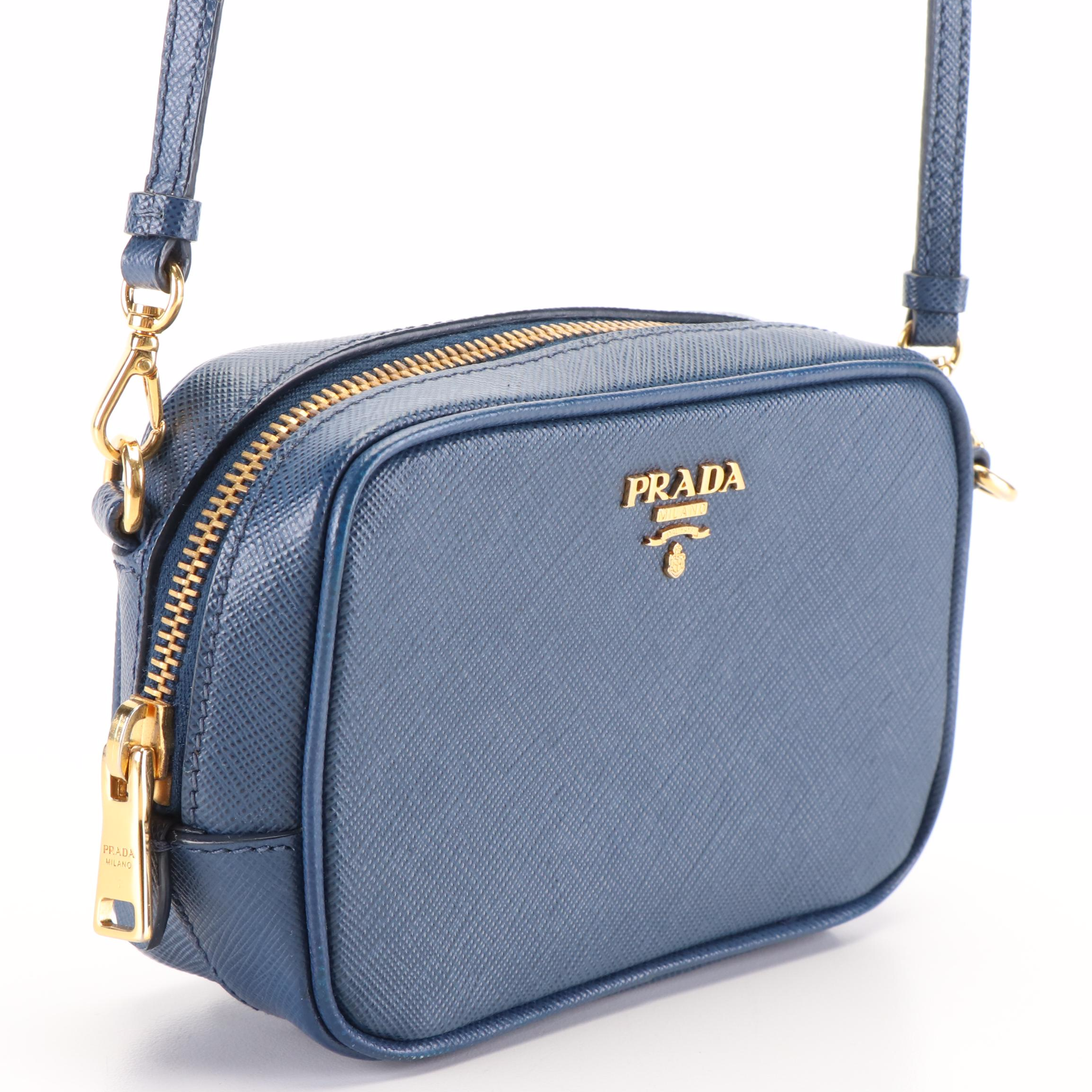 Prada Crossbody Bag in Blue Saffiano Leather