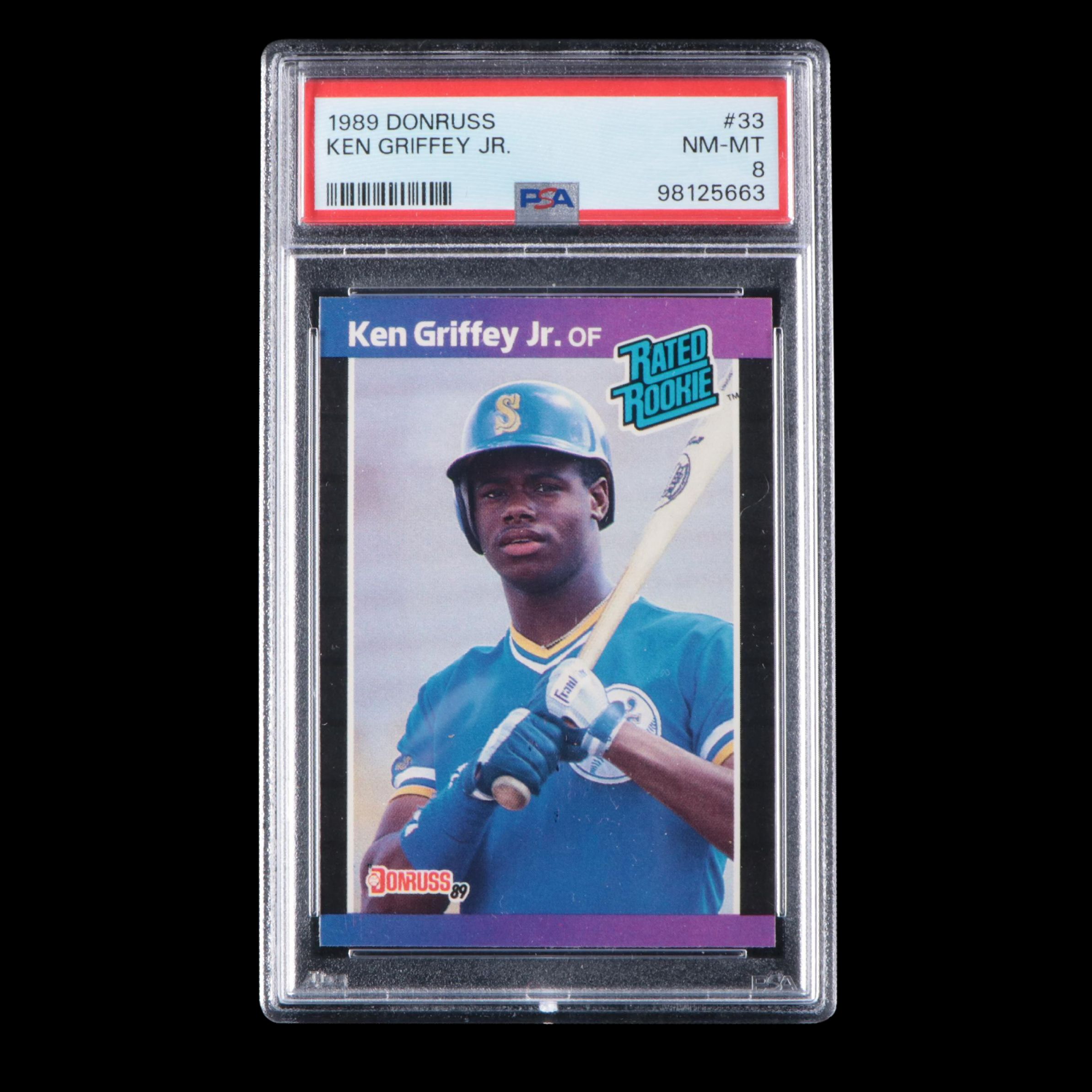 1989 Donruss Ken Griffey Jr. Rated Rookie Baseball Card Graded PSA 8