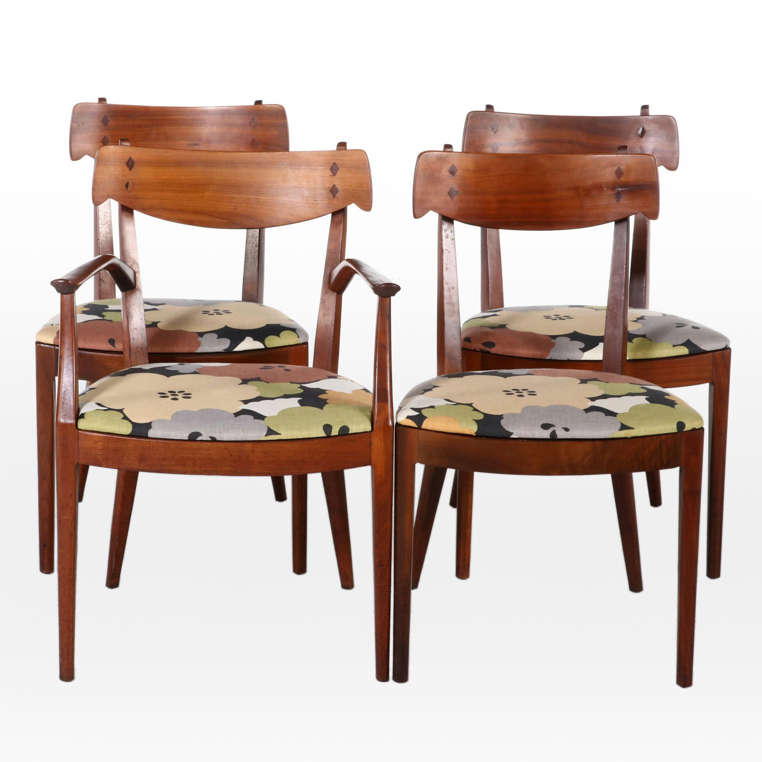 Four Kipp Stewart for Drexel "Declaration" Walnut and Rosewood Dining Chairs