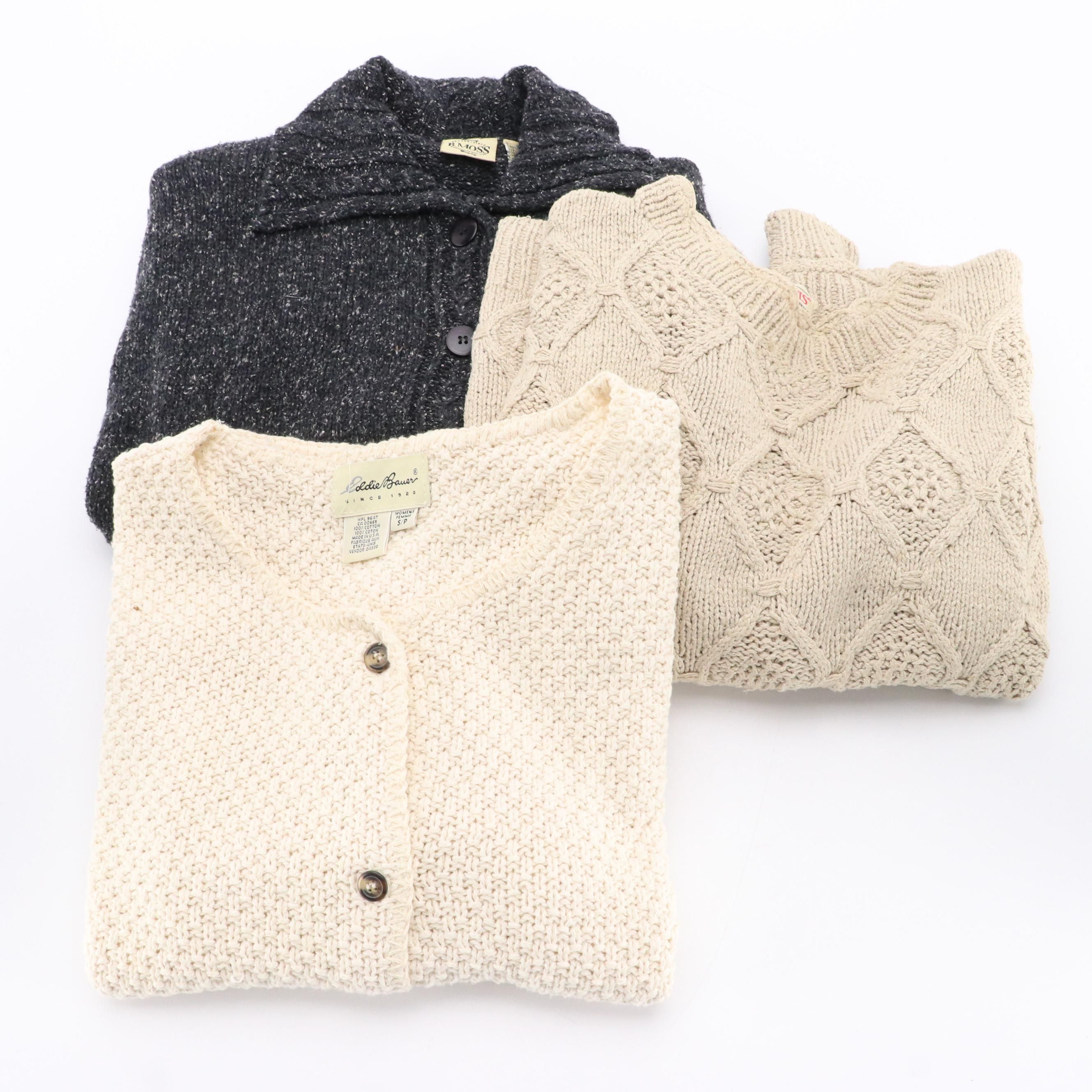 Orvis Silk Blend Sweater, Eddie Bauer Cardigan, B. Moss Button-Front Wool Jacket