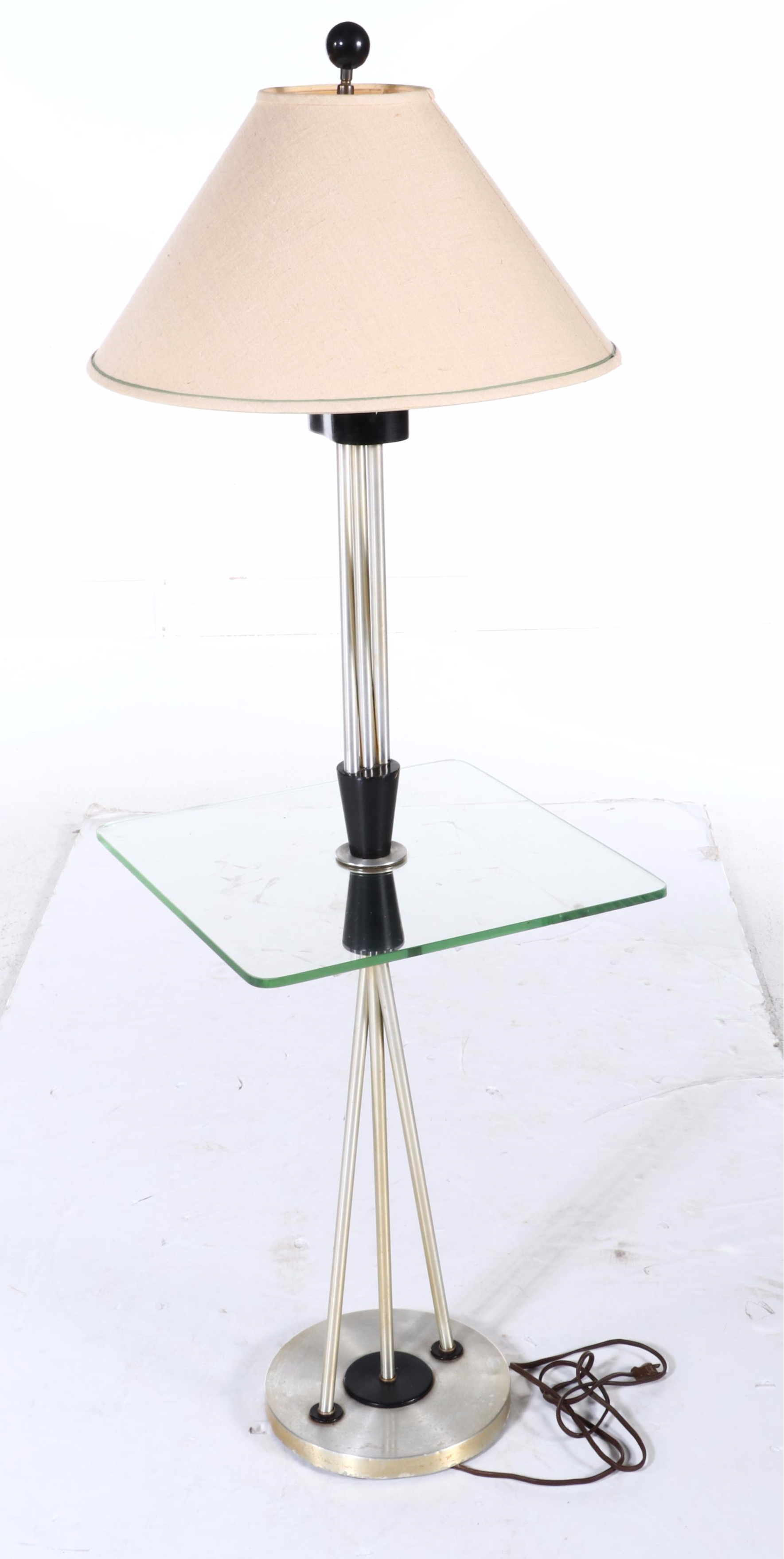 Mid Century Modern Side Table Floor Lamp, Manner of Gerald Thurston