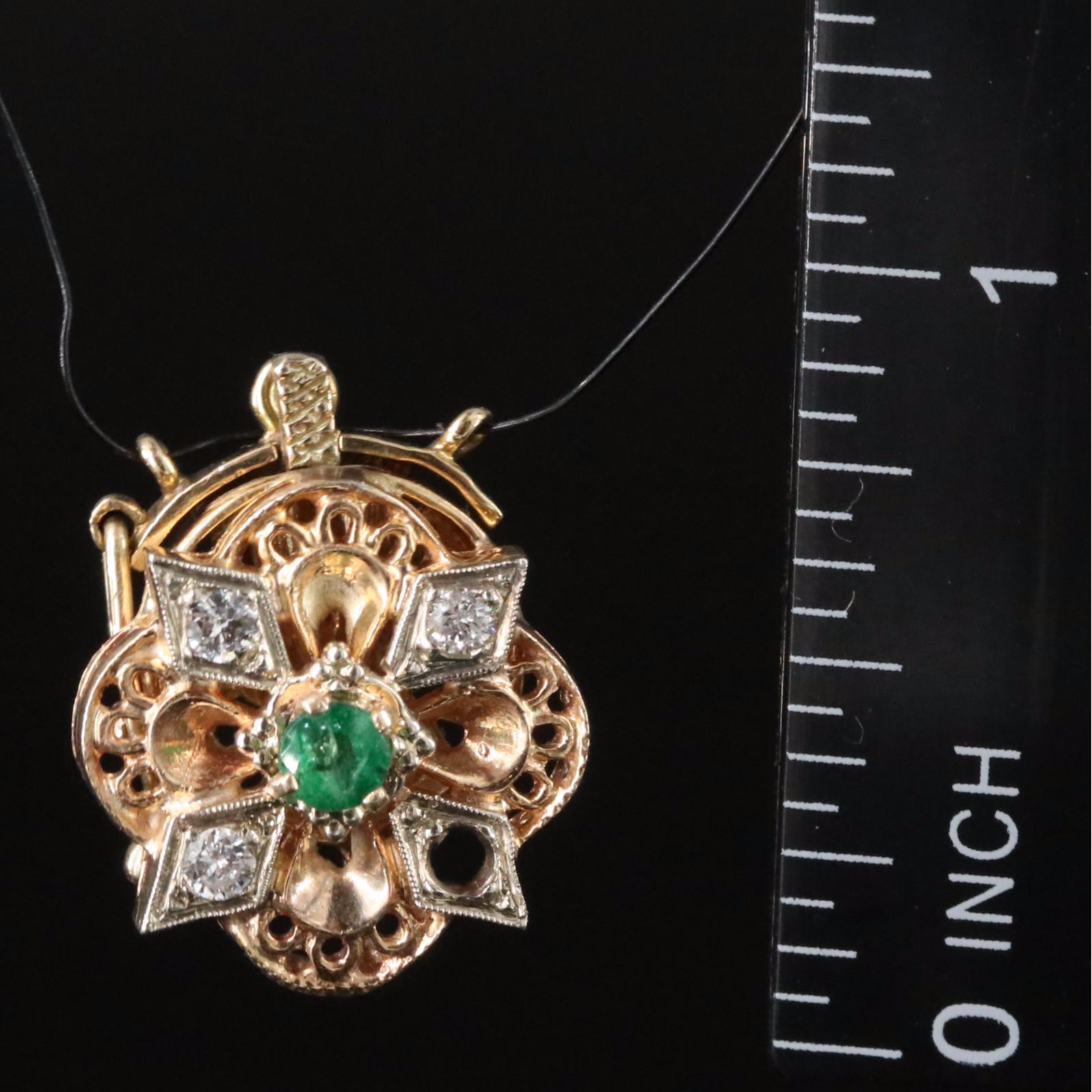 14K Emerald and Diamond Double Strand Clasp