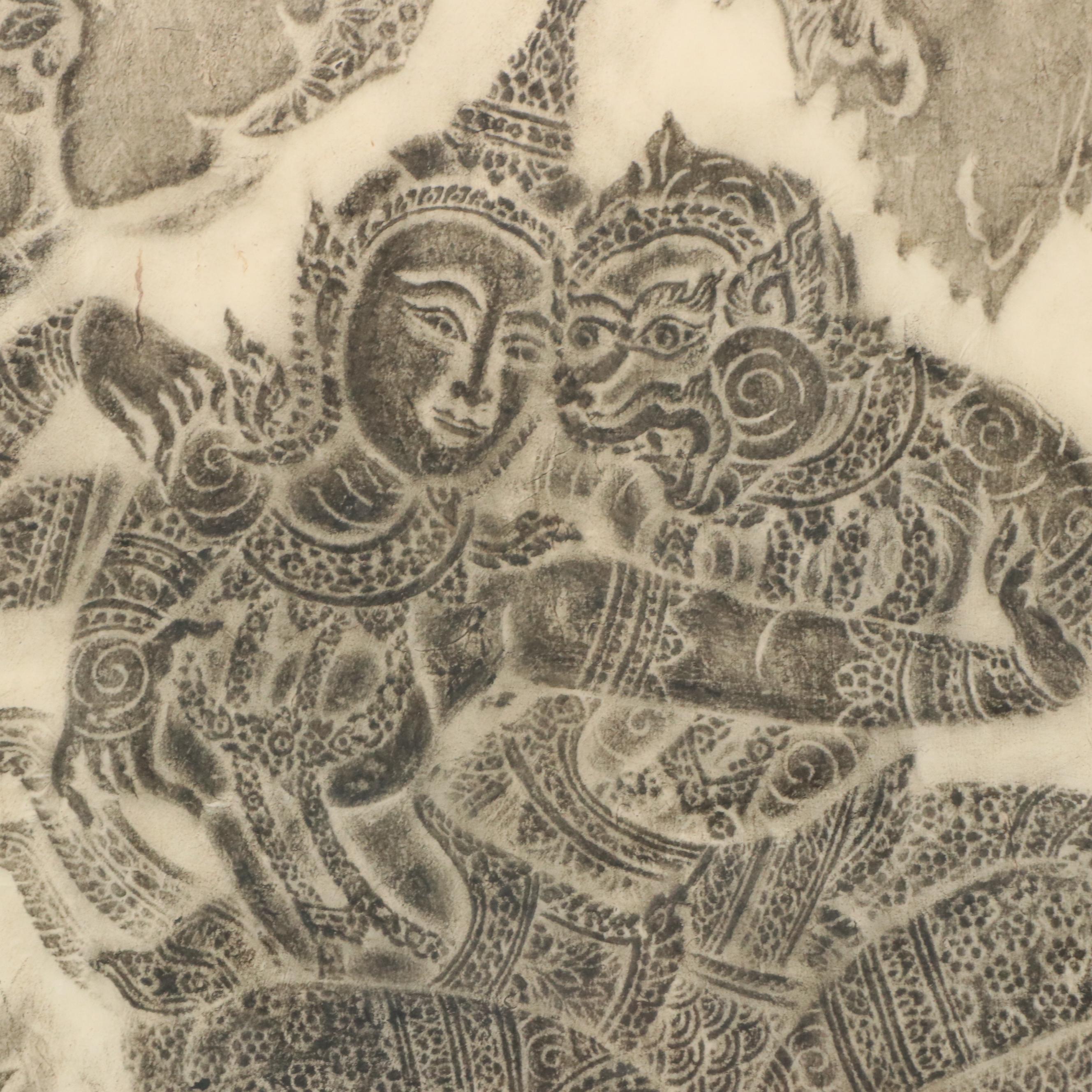 Thai Rubbing from the West Wall of the Temple of Wat Po, Bangkok