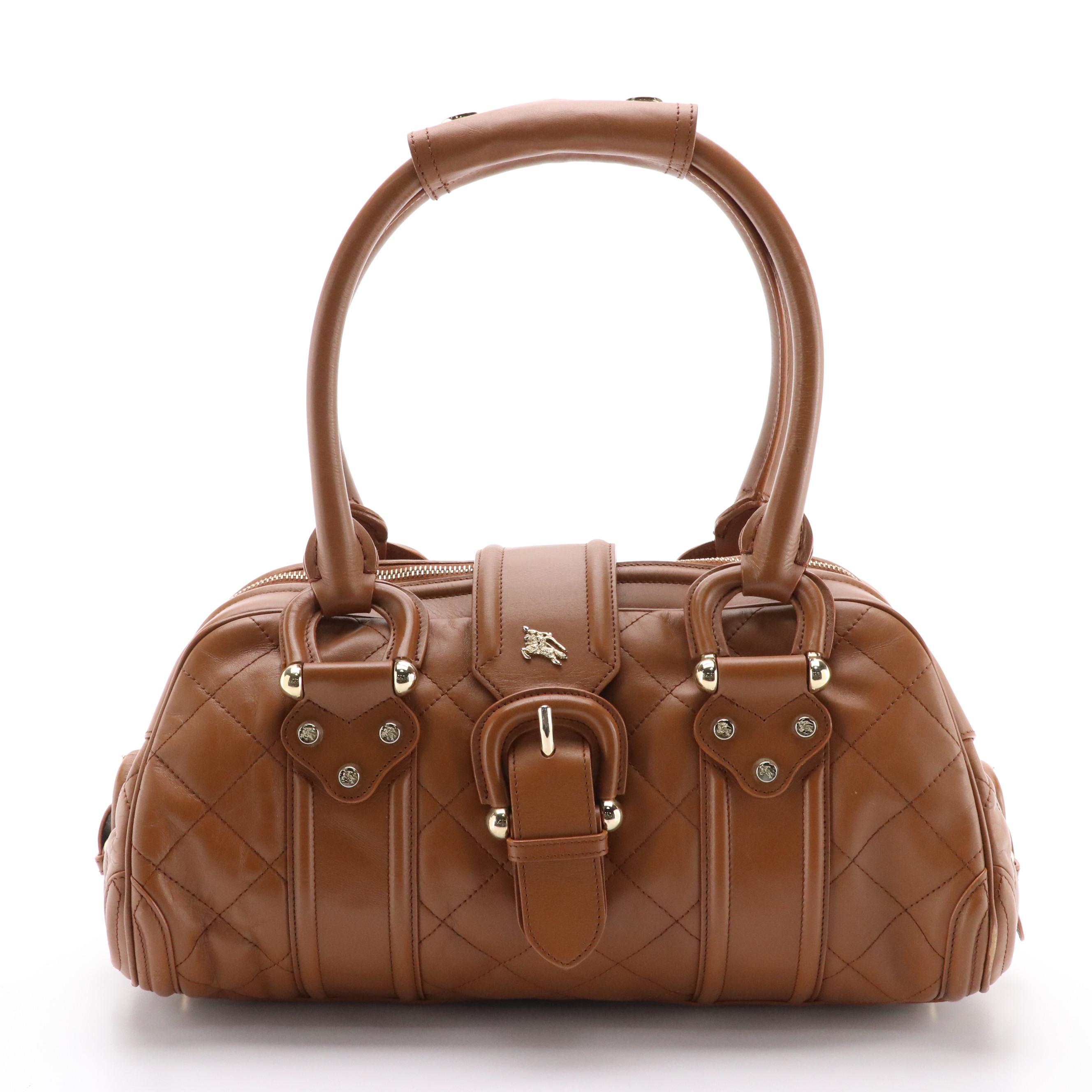 Burberry Manor Bowling Bag Satchel in Butterscotch Quilted Leather