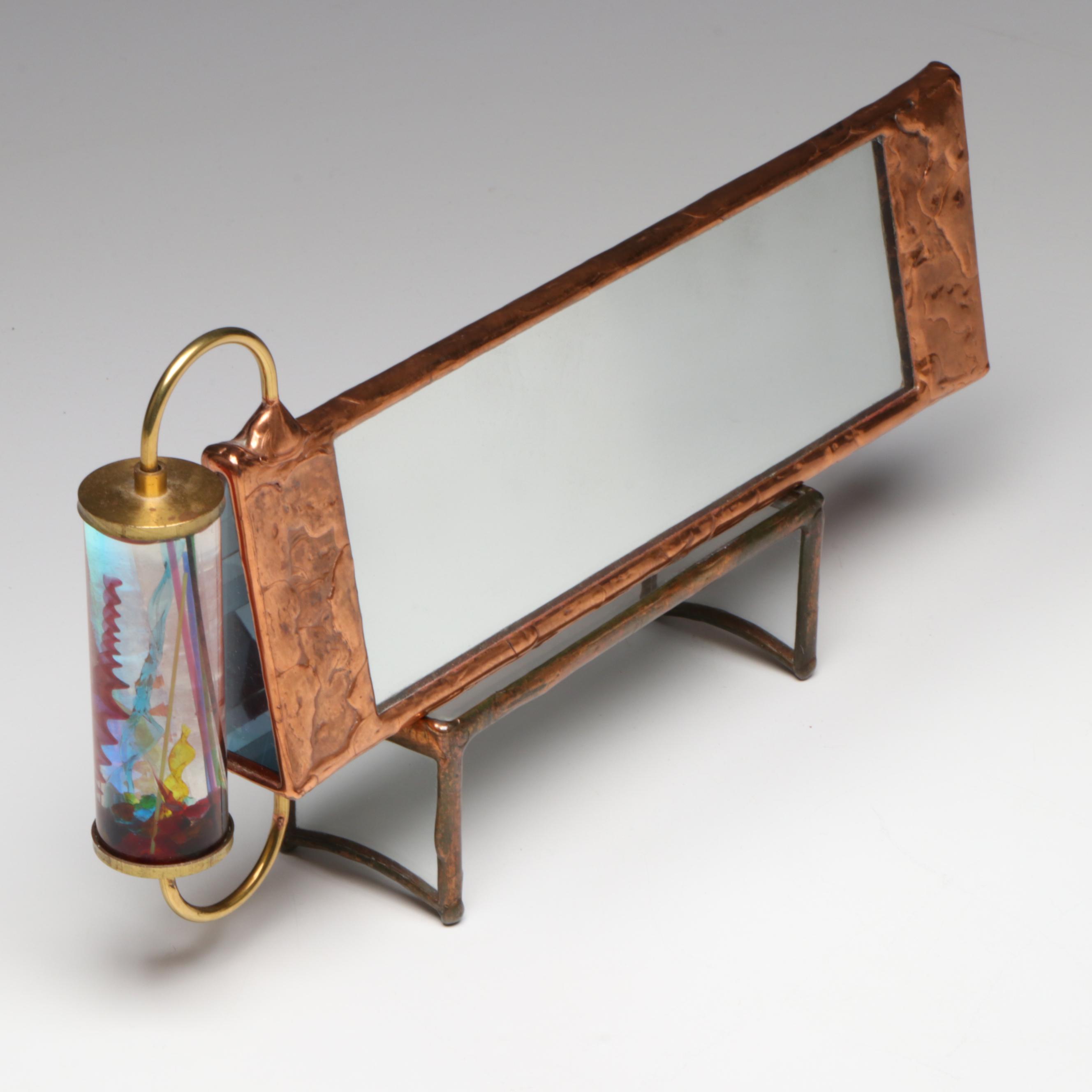 Artisan Made Copper and Stained Glass Kaleidoscope on Stand