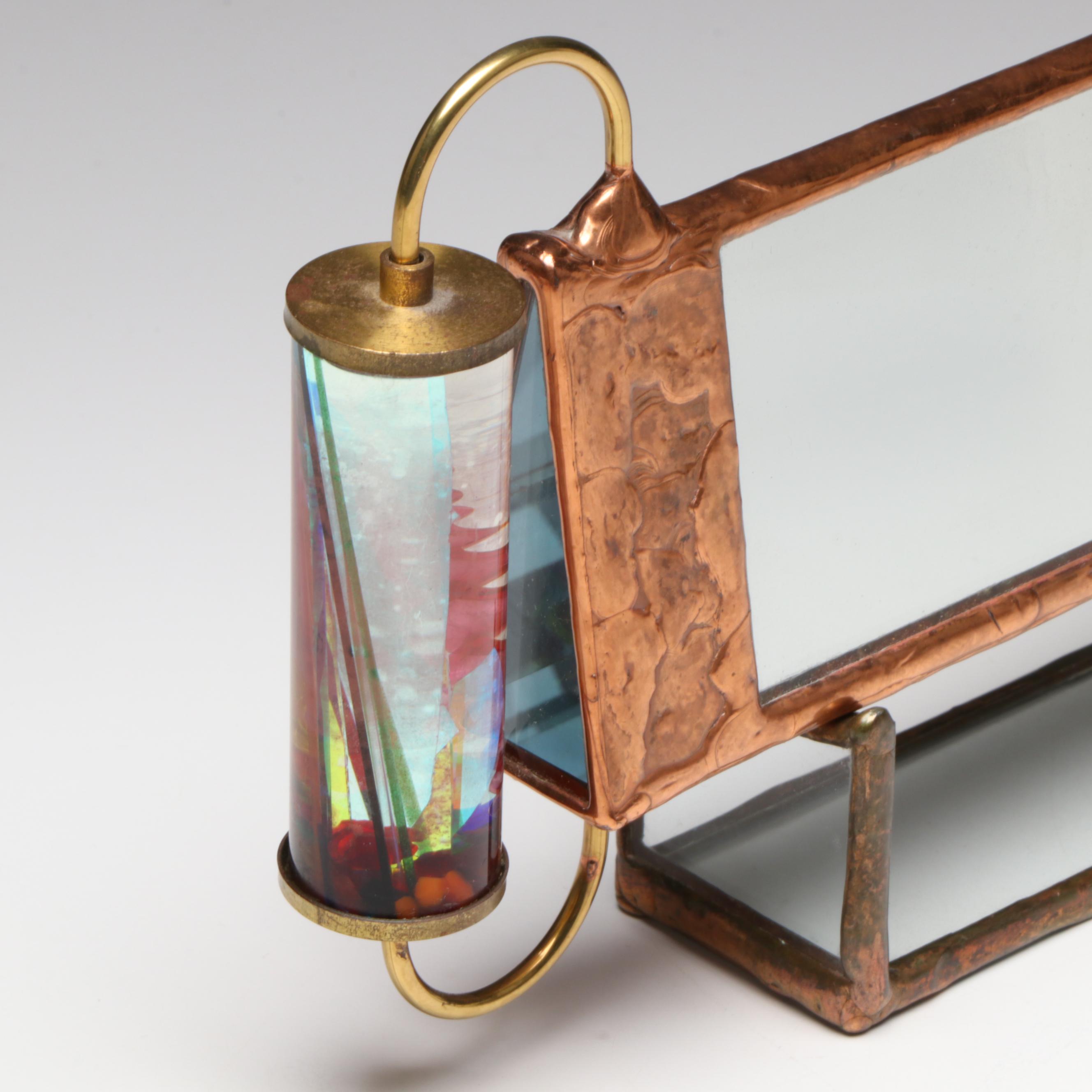 Artisan Made Copper and Stained Glass Kaleidoscope on Stand