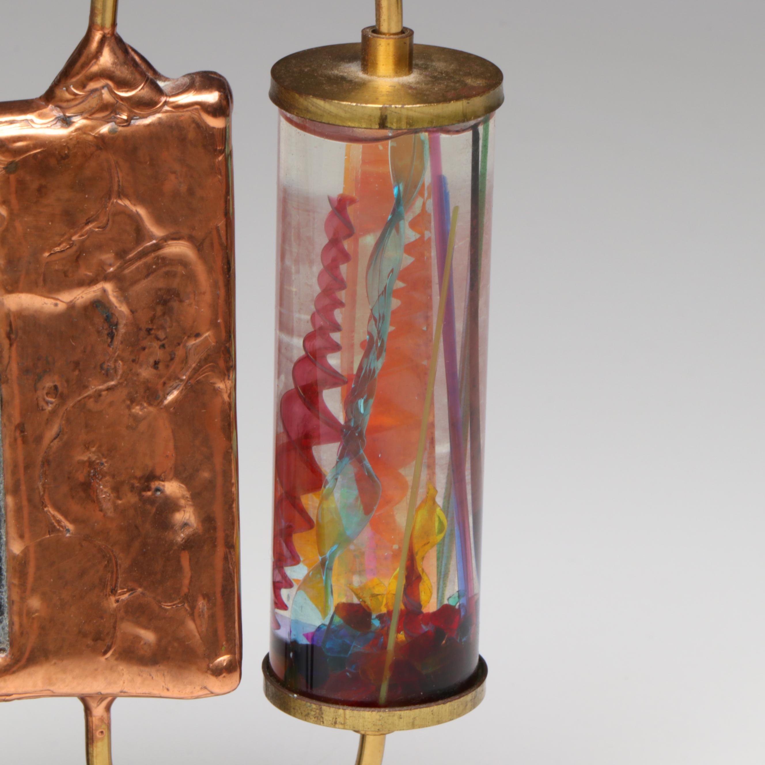 Artisan Made Copper and Stained Glass Kaleidoscope on Stand